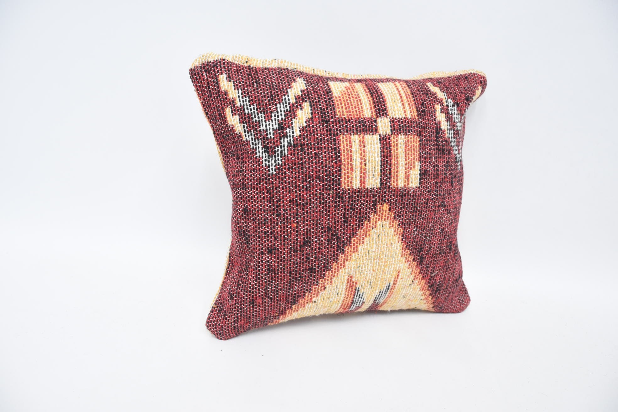 12"x12" Red Cushion Case, Pillow for Sofa, Cozy Throw Pillow Case, Ethnical Kilim Rug Pillow, Pattern Throw Cushion Cover, Boho Pillow