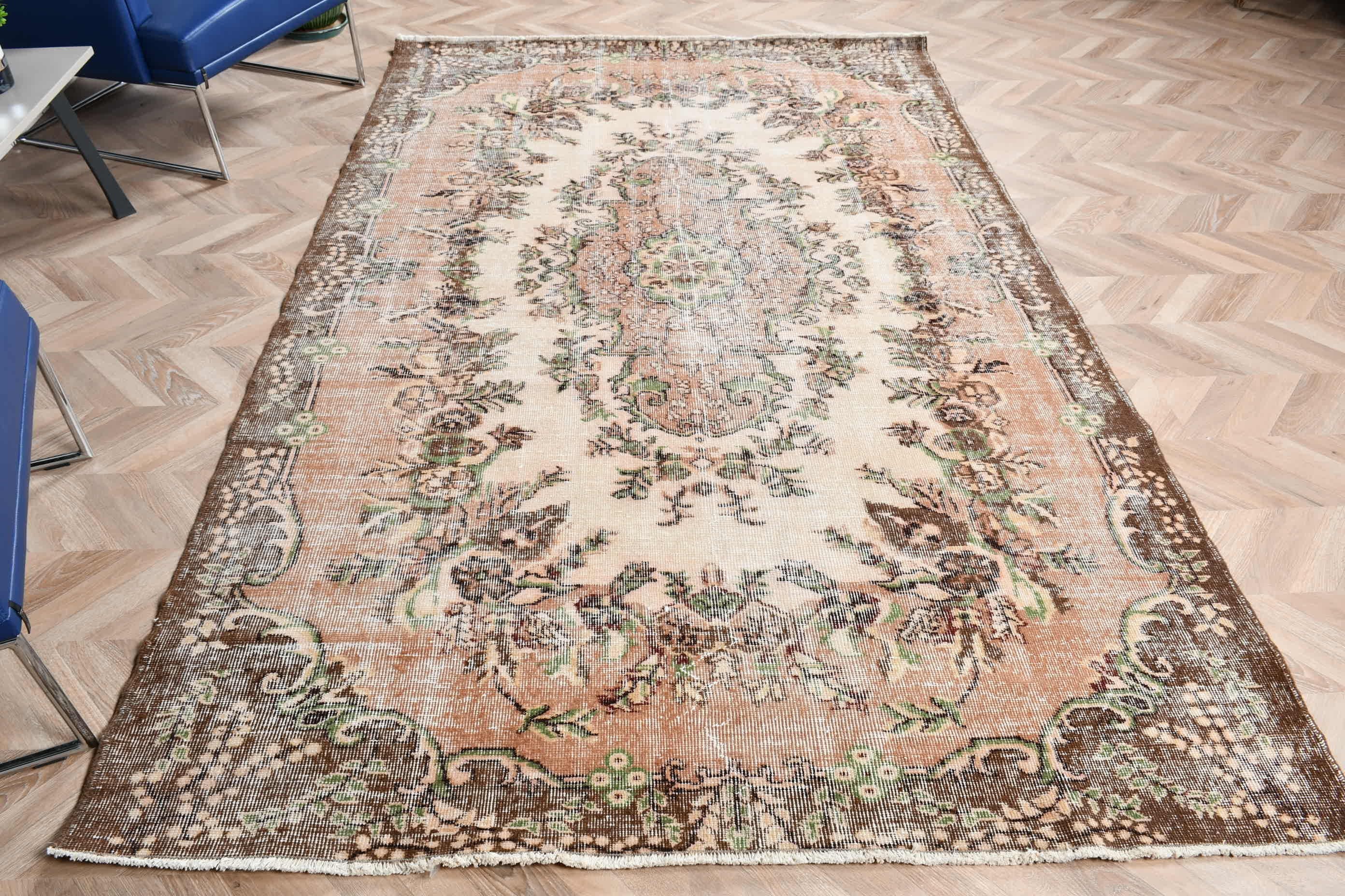 Yatak Odası Halıları, Vintage Halı, Antika Halı, 5.8x9.3 ft Büyük Halı, Salon Halıları, Turuncu Fas Halısı, Yatak Odası Halıları, Türk Halısı