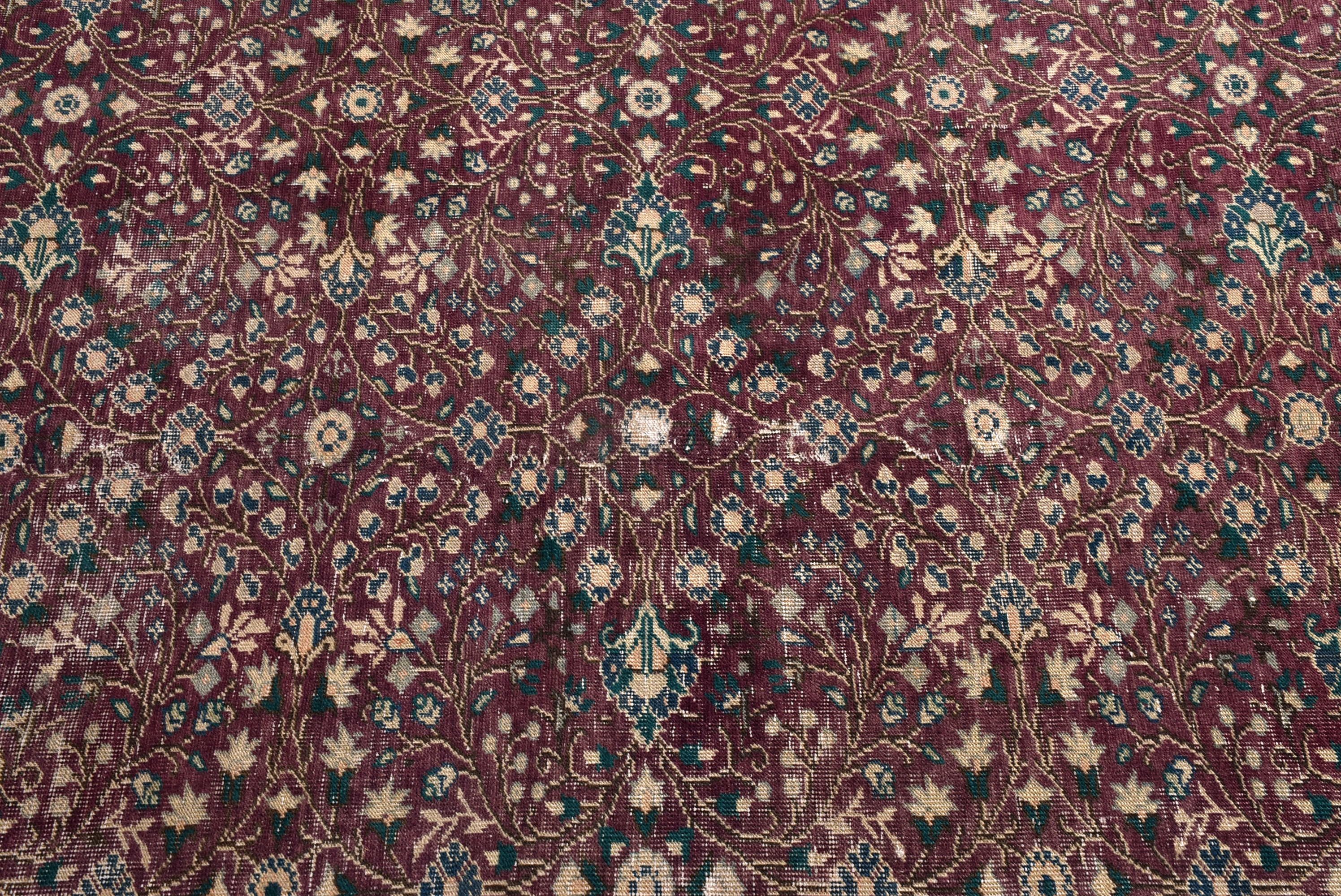 Ev Dekor Halısı, Türkiye Halısı, Mor Boho Halısı, Türk Halısı, Büyük Vintage Halılar, Açıklama Halısı, Salon Halıları, 6.5x9.6 ft Büyük Halı, Vintage Halı