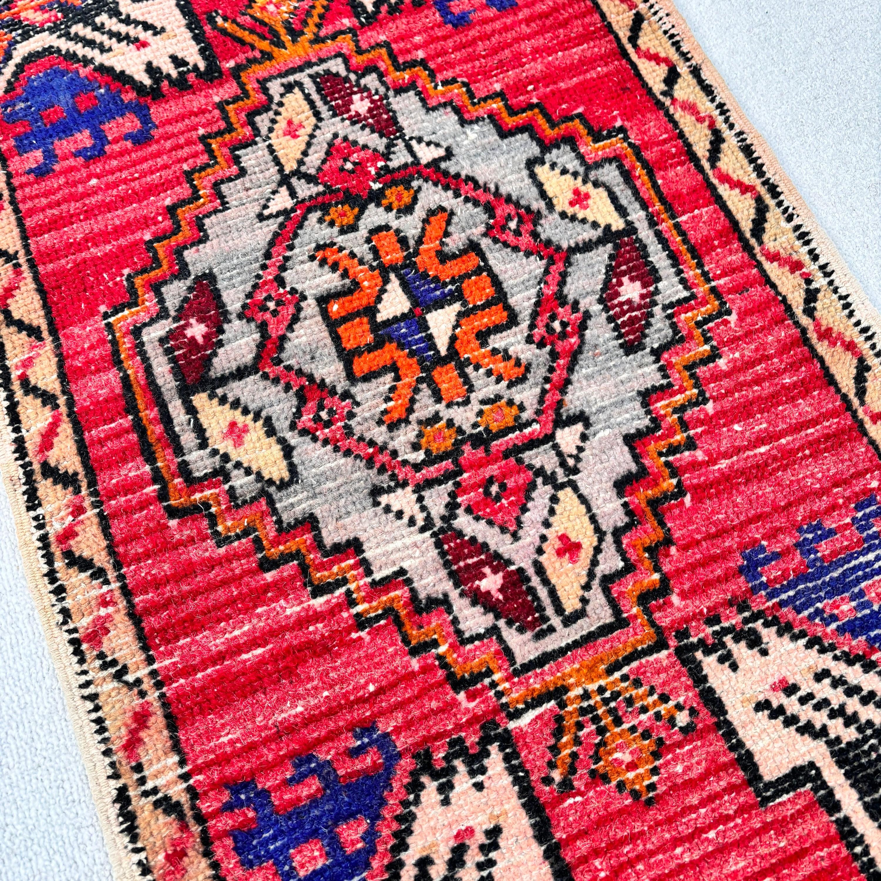 Rugs for Small Area, 1.6x3.3 ft Small Rugs, Oushak Rugs, Vintage Rugs, Red Floor Rugs, Bath Rug, Turkish Rug, Boho Rugs, Nursery Rug