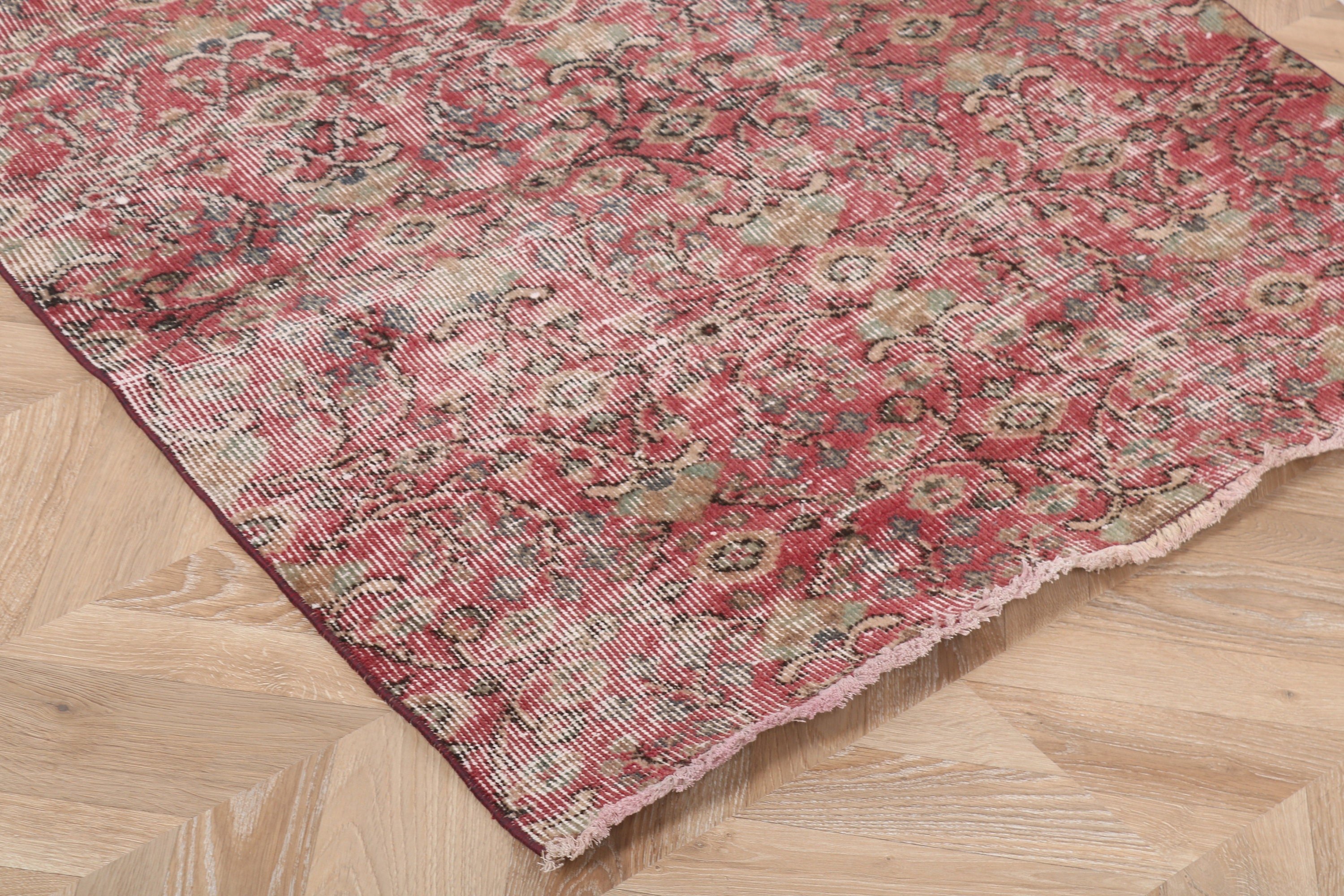 Vintage Rug, Modern Rugs, Floor Rug, 3.2x6.5 ft Accent Rug, Vintage Accent Rugs, Turkish Rug, Red Statement Rugs, Entry Rugs, Outdoor Rug