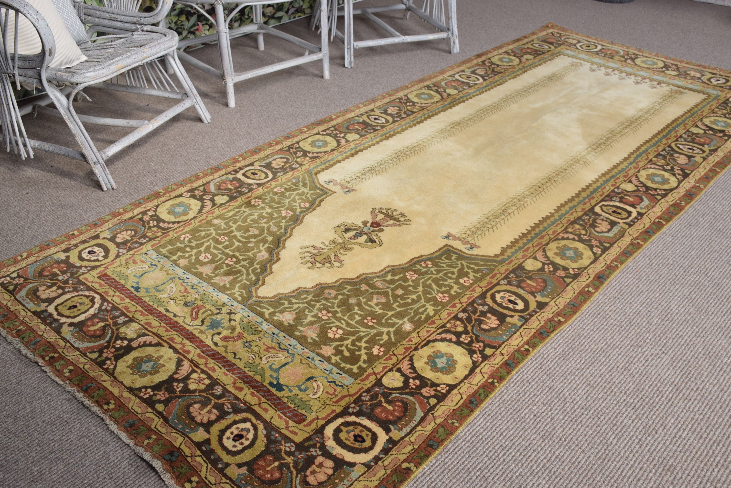 4.1x9.8 ft Large Rugs, Custom Rug, Turkish Rugs, Wool Rug, Living Room Rug, Salon Rug, Vintage Rugs, Green Anatolian Rugs