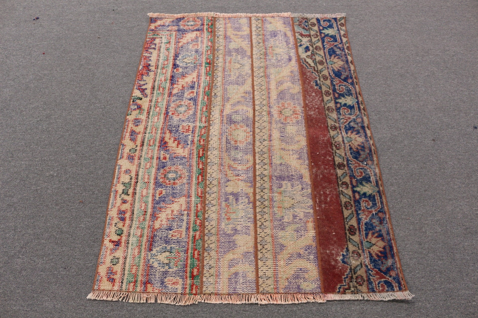 Vintage Rug, Antique Rugs, Outdoor Rugs, Anatolian Rug, Bath Rugs, 3.1x4.2 ft Small Rug, Kitchen Rug, Blue Home Decor Rugs, Turkish Rug