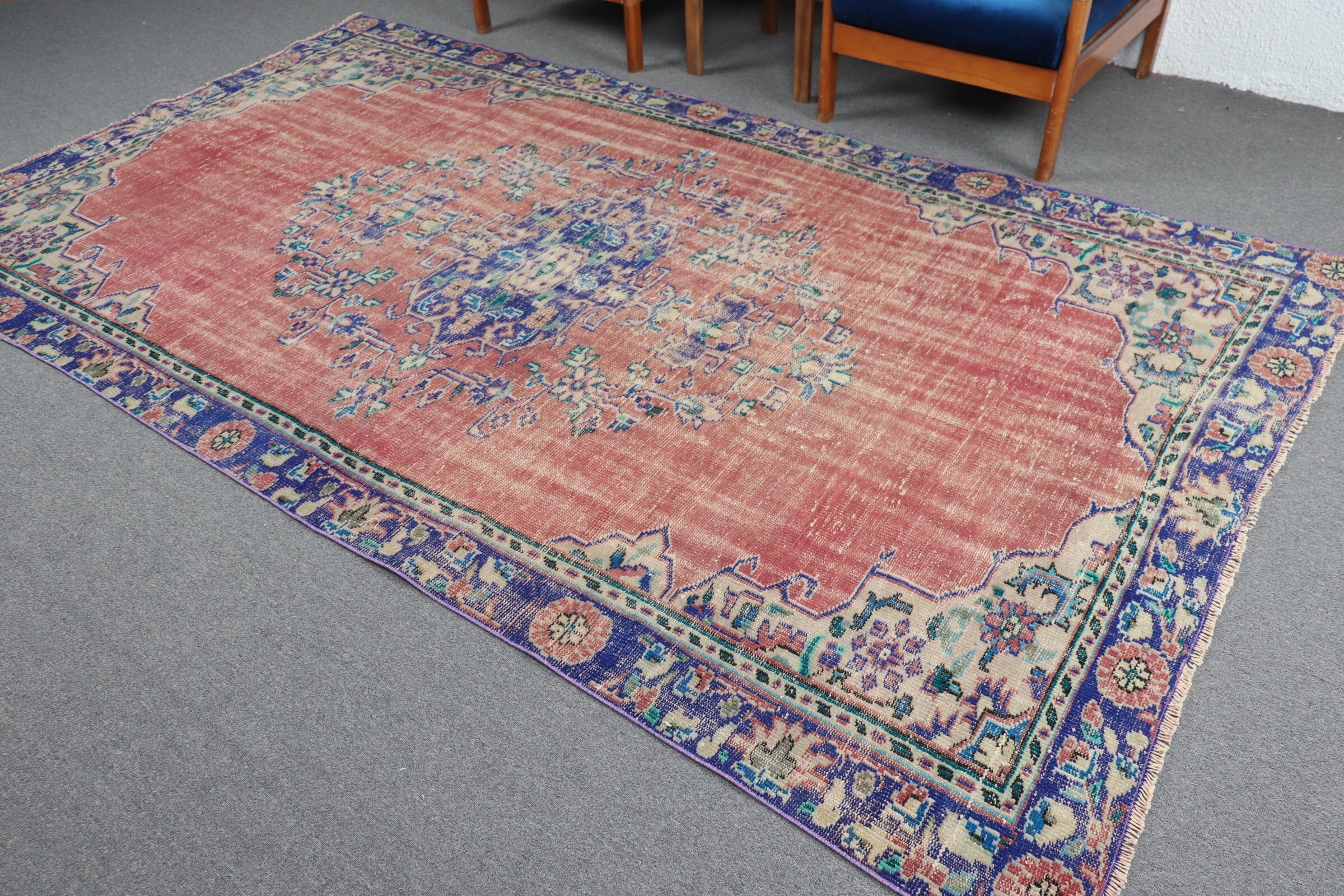 Living Room Rug, Turkish Rugs, Oriental Rug, 6.1x10.2 ft Large Rugs, Salon Rug, Ethnic Rug, Vintage Rugs, Kitchen Rug, Orange Bedroom Rugs