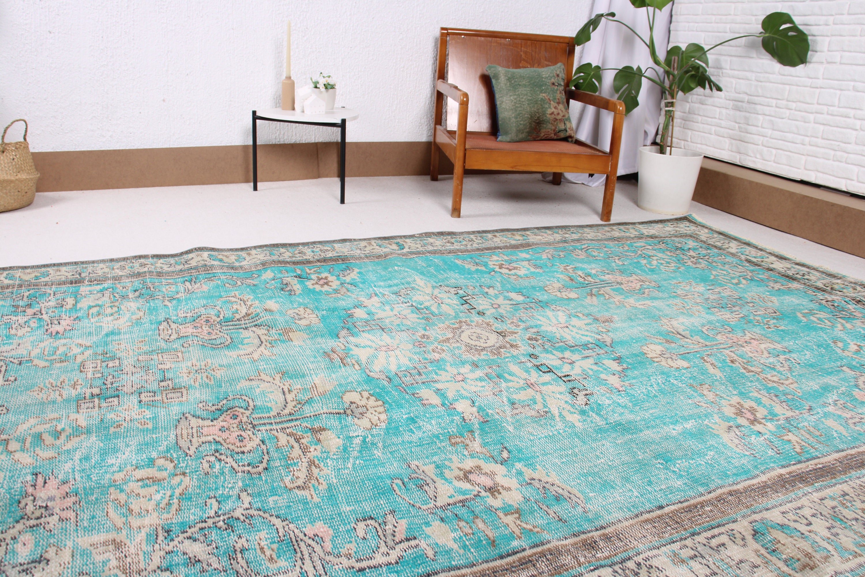 Oushak Rugs, Oriental Rugs, Turkish Rugs, Dining Room Rug, Large Oushak Rug, Vintage Rugs, Blue Oriental Rug, 6.1x9.3 ft Large Rugs