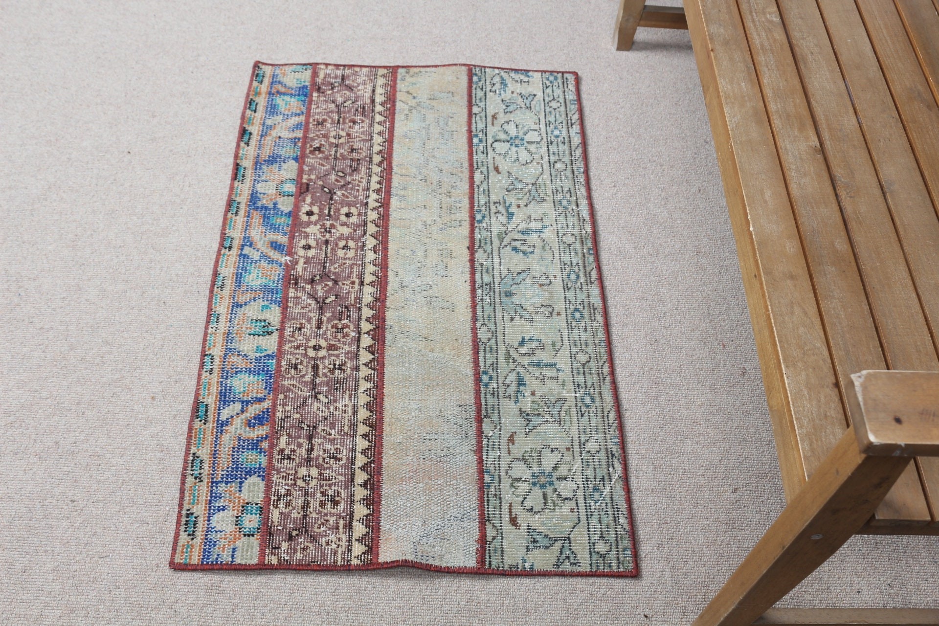 Fas Halısı, Yeşil Oushak Halıları, Duvara Asılı Halılar, 2.1x3.3 ft Küçük Halı, Türk Halısı, Soyut Halı, Mutfak Halısı, Vintage Halı, Banyo Halısı