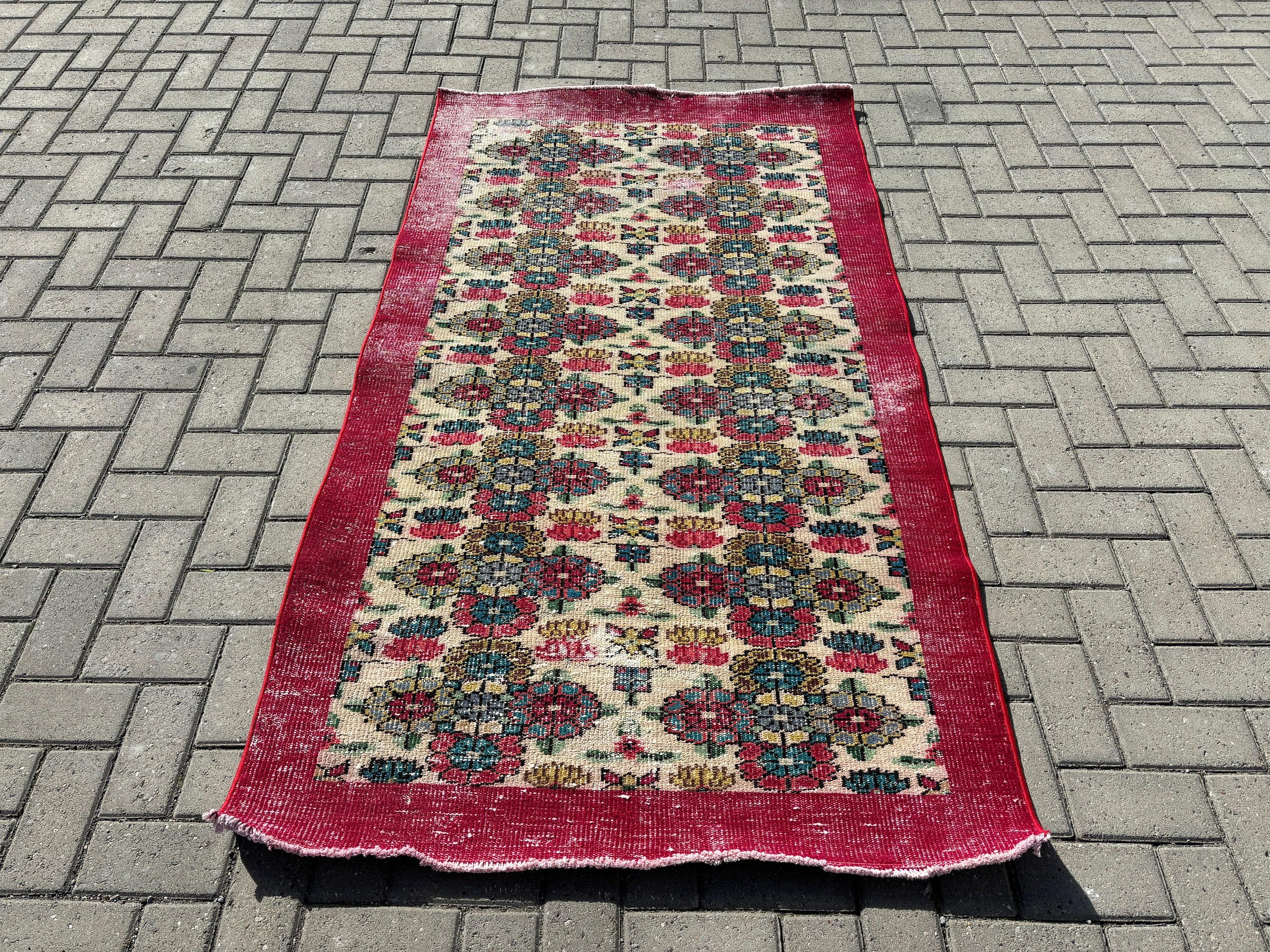 Vintage Halı, Mutfak Halıları, Ev Dekorasyonu Halısı, Türk Halısı, Boho Halıları, Dekoratif Halılar, Bej 3.5x6.5 ft Accent Halı