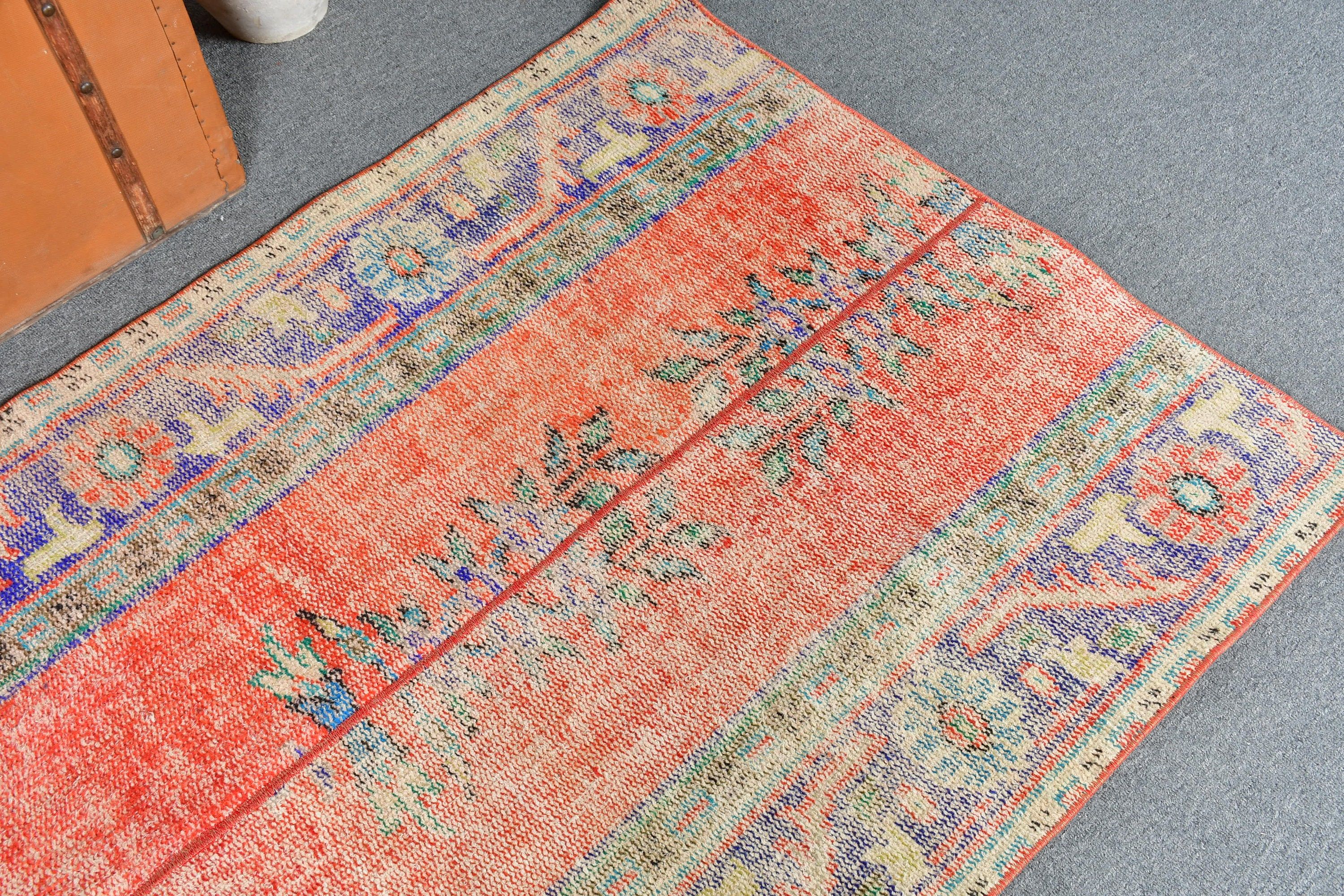 Cool Halı, 3.2x6.9 ft Accent Halı, Vintage Halılar, Türk Halısı, Kırmızı Ev Dekorasyonu Halısı, Yatak Odası Halıları, Yatak Odası Halıları, Oryantal Halı, Çocuk Odası Halısı