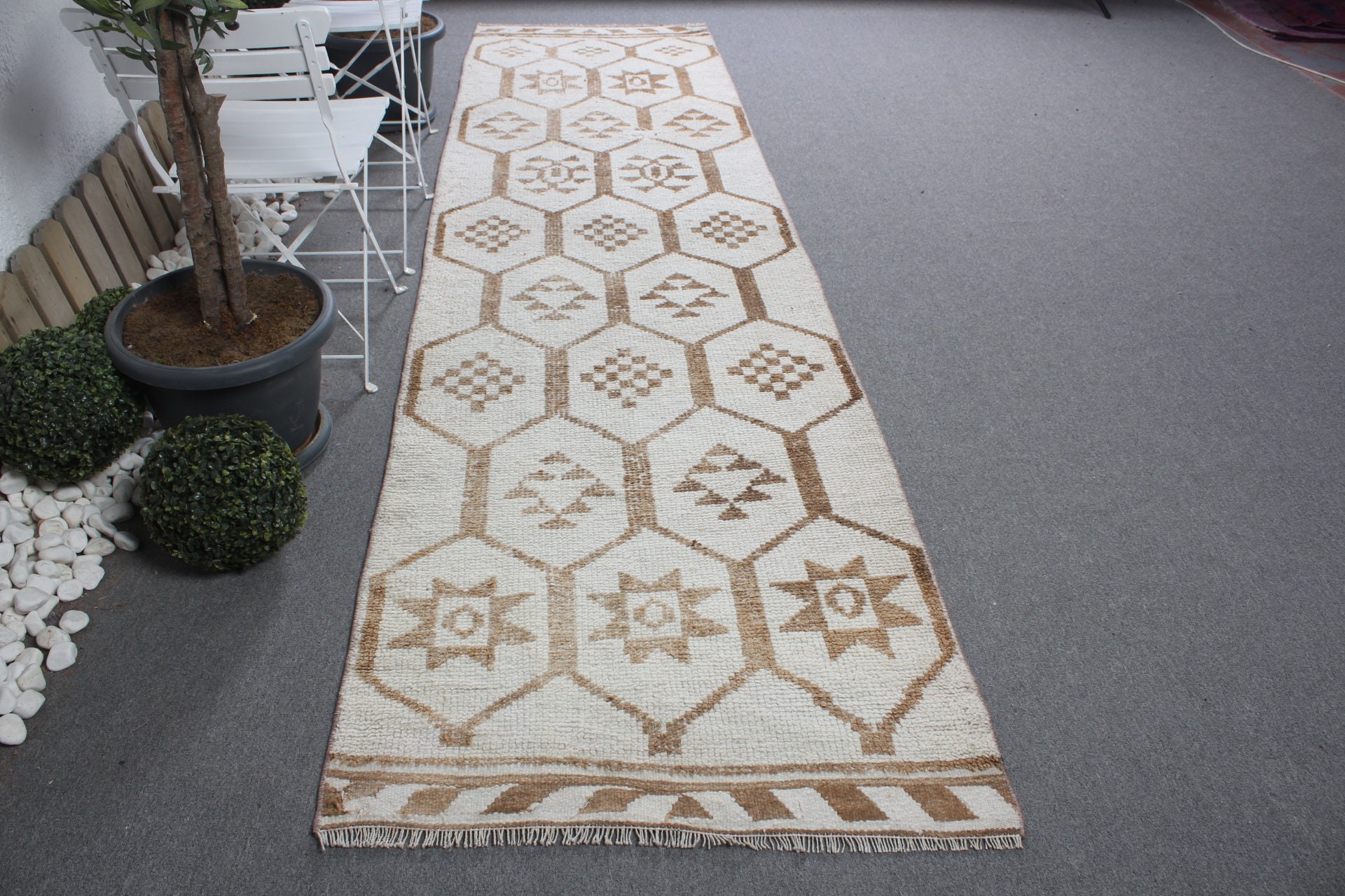 Bedroom Rug, 3.2x12.1 ft Runner Rug, Wool Rug, Turkish Rugs, Beige Cool Rugs, Vintage Rugs, Stair Rug, Boho Rug Runner Rugs, Rugs for Stair