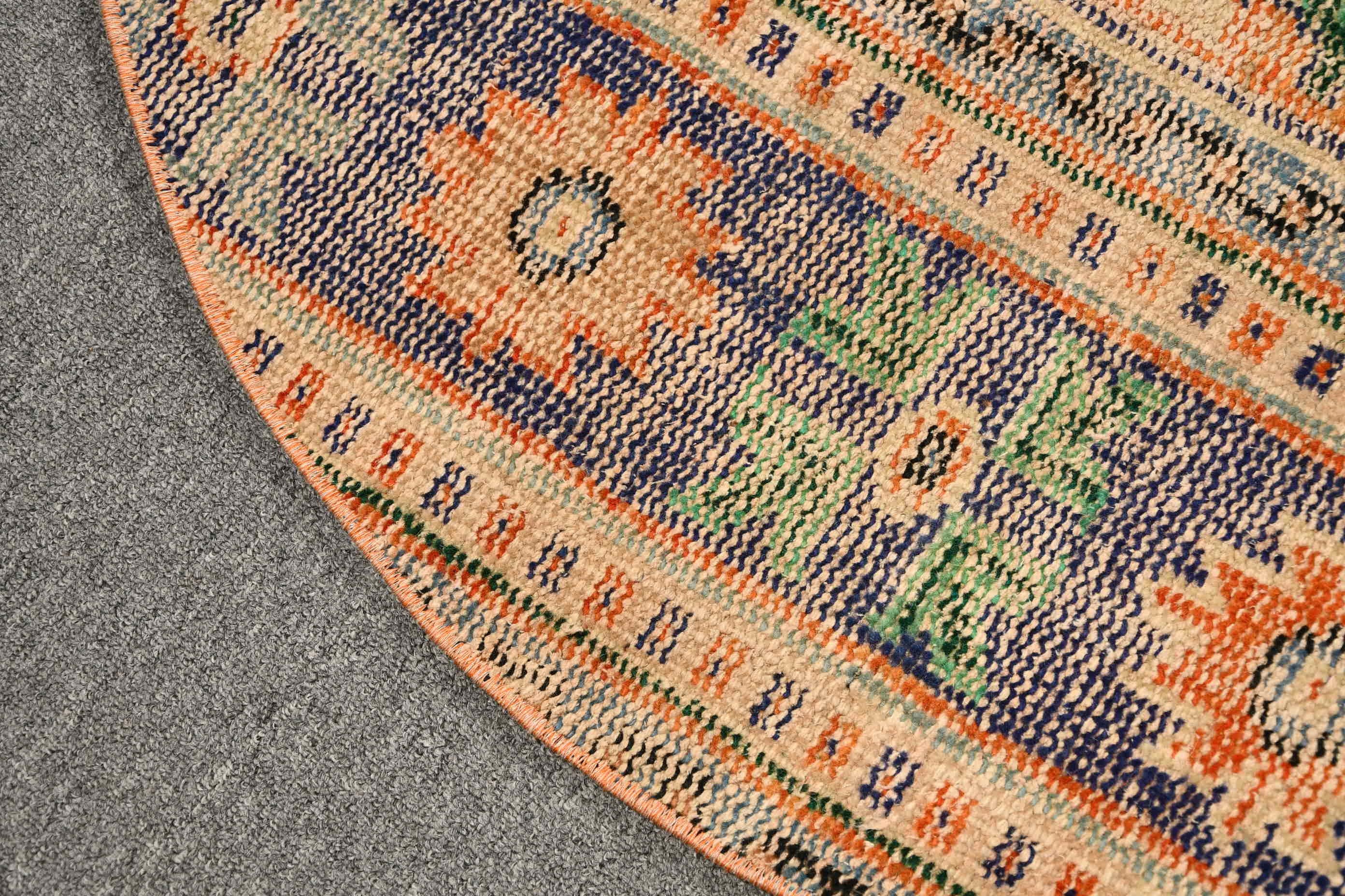 3.5x3.5 ft Small Rugs, Entry Rug, Antique Rugs, Turkish Rug, Home Decor Rugs, Bedroom Rug, Aztec Rug, Vintage Rug, Orange Antique Rug