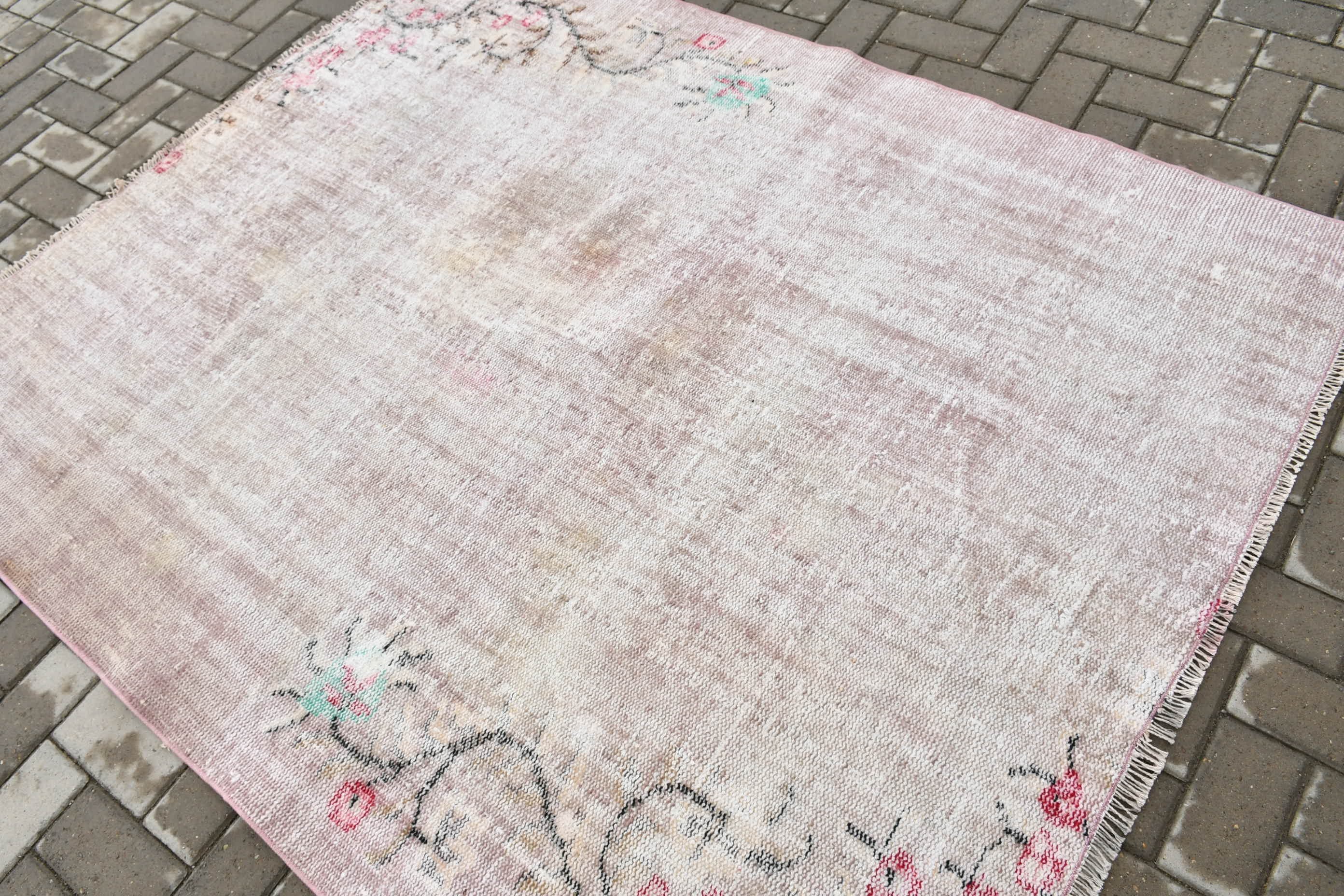 Turkish Rug, Floor Rug, Designer Rug, Nursery Rugs, Pink Anatolian Rug, Vintage Rug, 5.2x6.3 ft Area Rug, Rugs for Area, Bedroom Rug