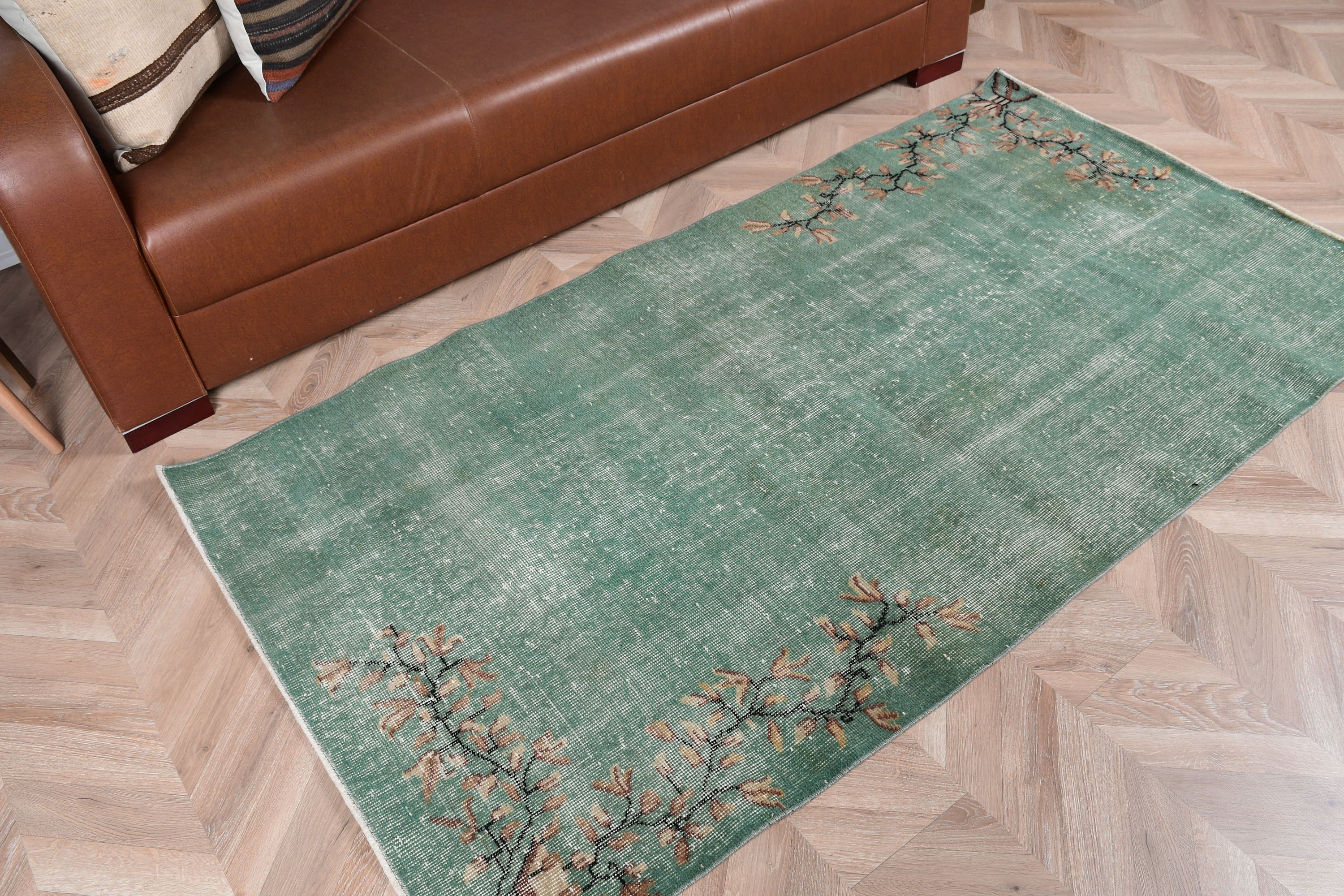 Kitchen Rugs, 3.4x6.5 ft Accent Rug, Art Rug, Vintage Rug, Green Home Decor Rug, Oushak Rug, Turkish Rugs, Nursery Rugs, Rugs for Nursery