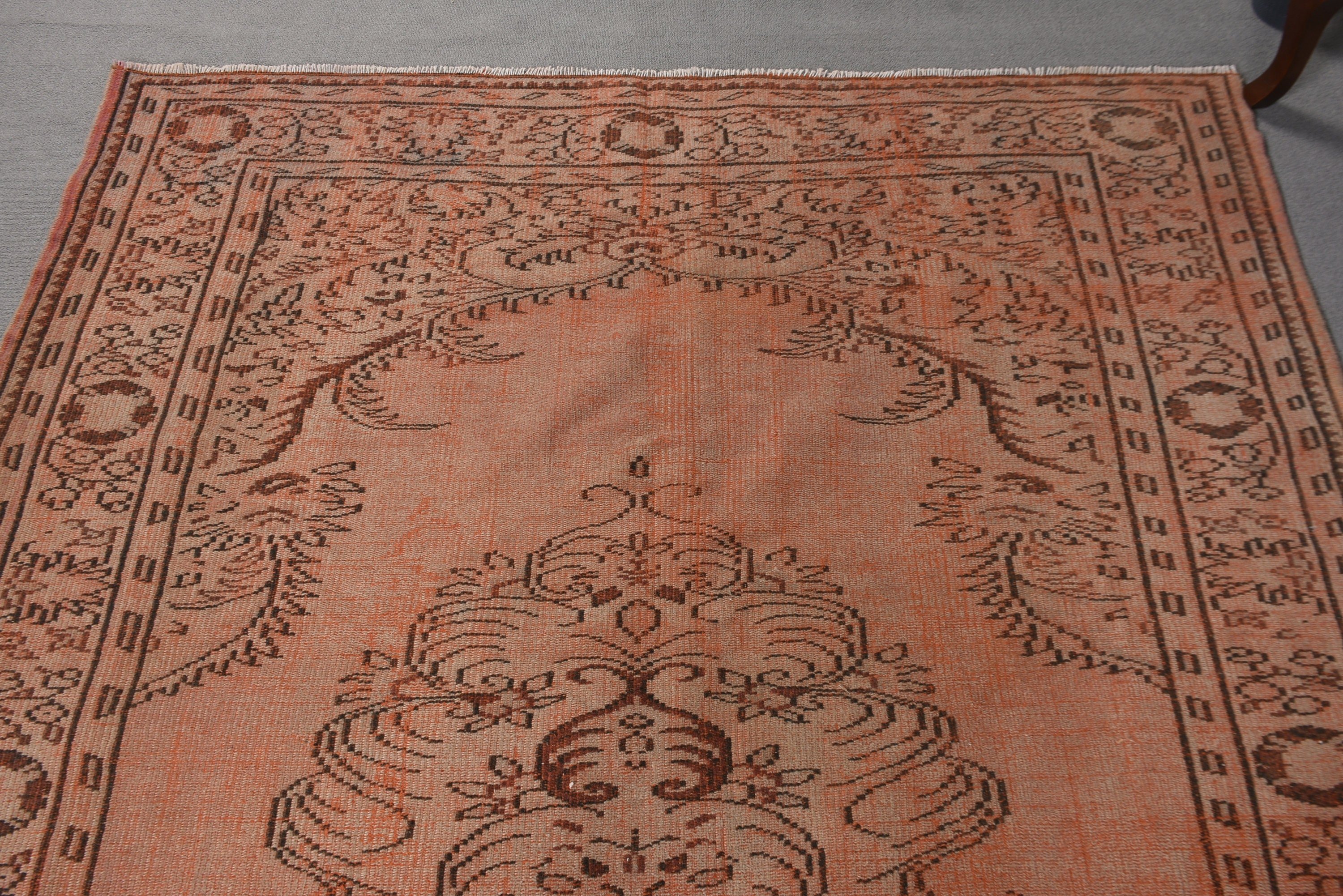 Orange Geometric Rugs, Salon Rugs, Vintage Rugs, Turkish Rugs, Floor Rug, Modern Rug, 5.9x8.8 ft Large Rugs, Living Room Rug