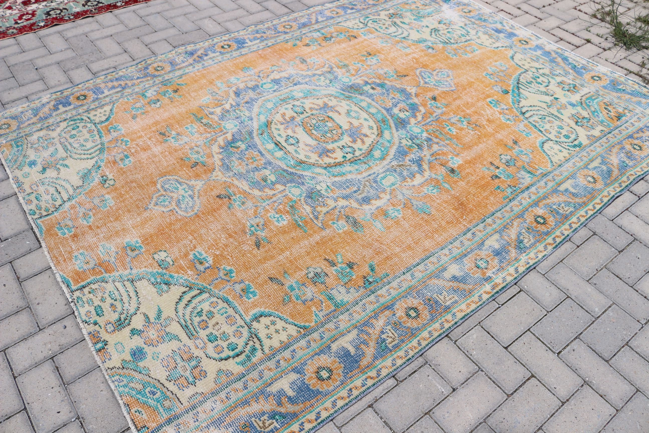 Floor Rug, Dining Room Rug, 6.1x8.4 ft Large Rug, Salon Rug, Orange Anatolian Rug, Turkish Rug, Vintage Rugs, Oriental Rug