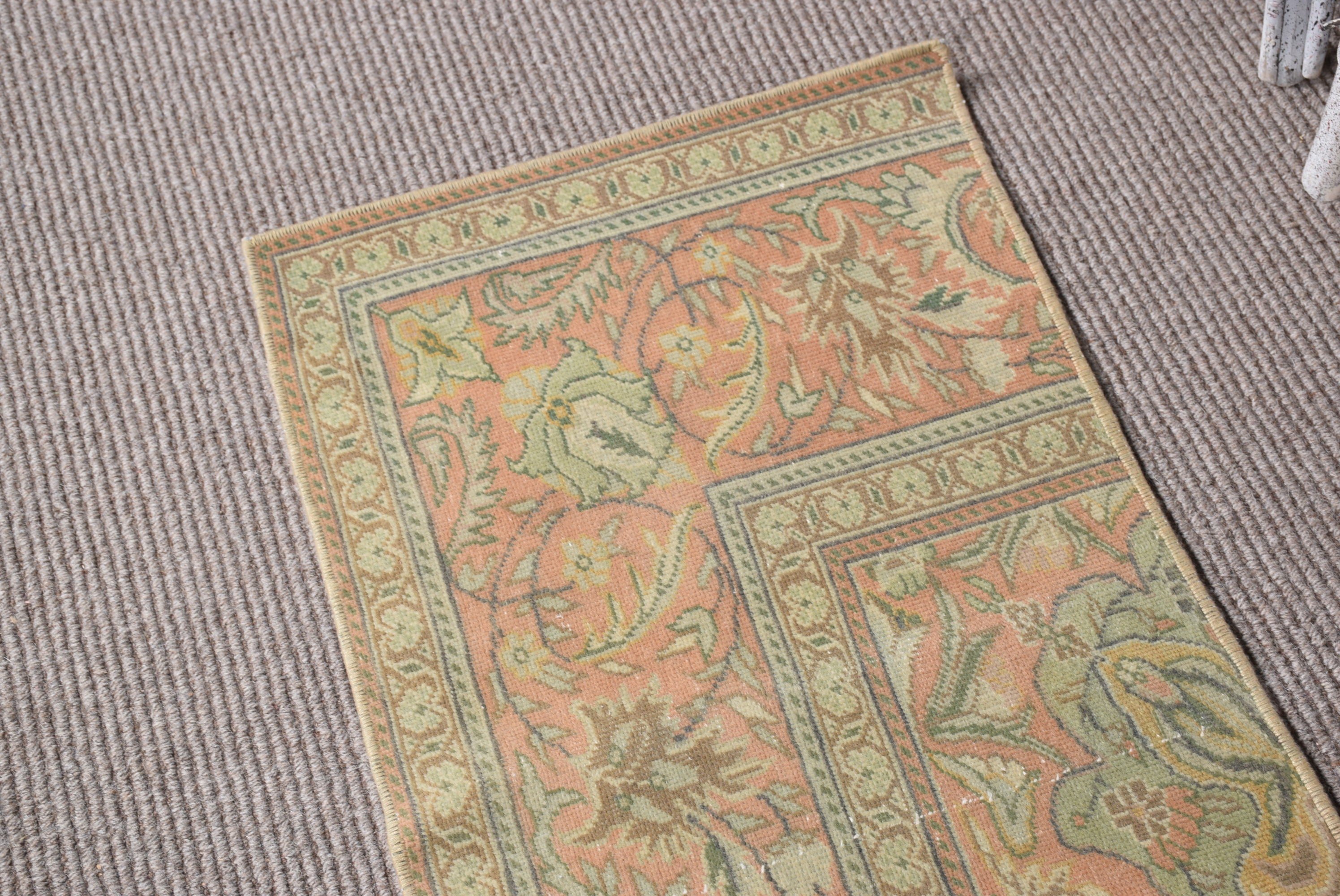Home Decor Rugs, Pink Home Decor Rugs, Bath Rug, Office Rug, Vintage Rug, 1.5x3.2 ft Small Rug, Antique Rugs, Turkish Rug, Bathroom Rug
