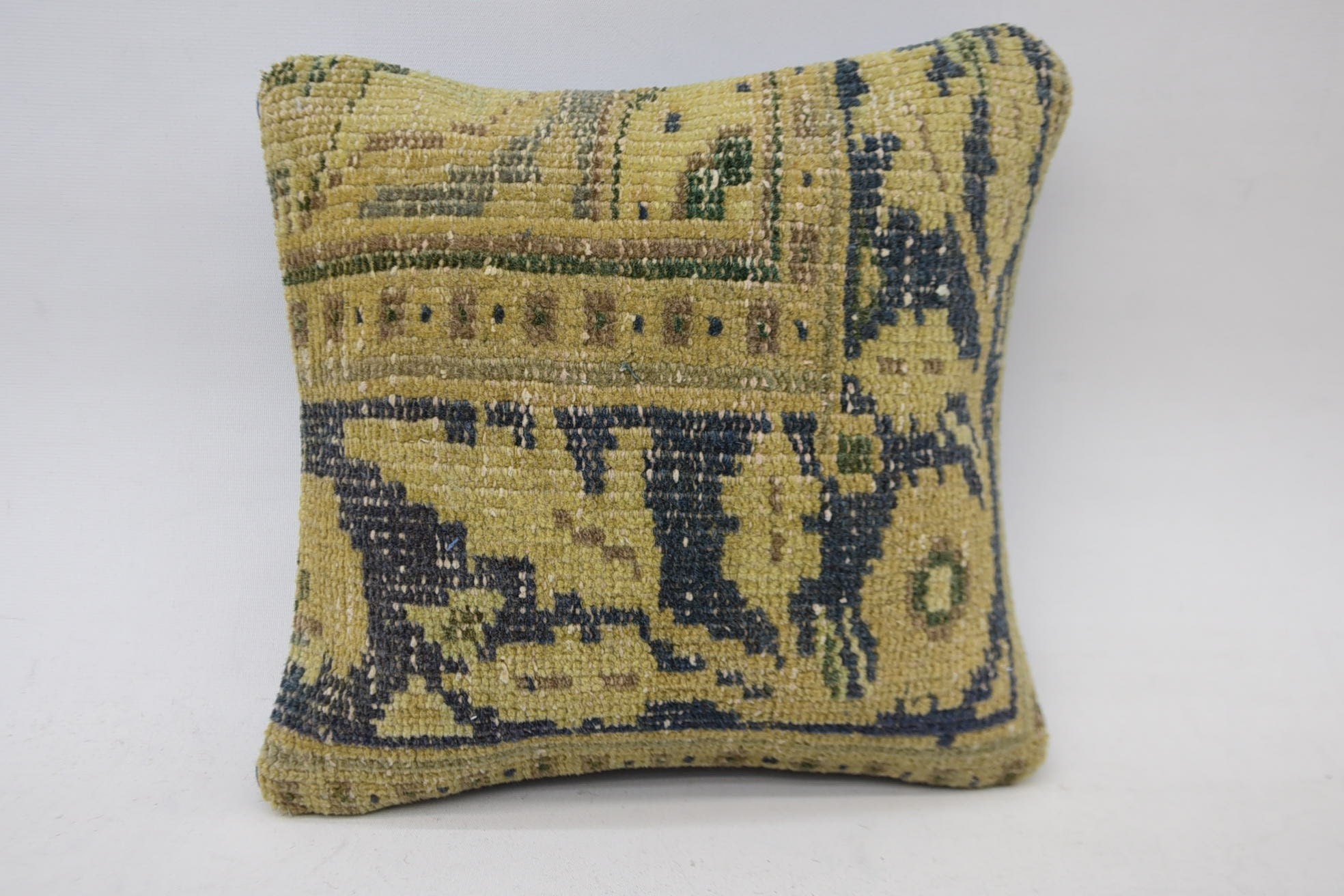 12"x12" Beige Cushion Case, Knitted Pillow Case, Throw Kilim Pillow, Vintage Kilim Pillow, Ikat Cushion Cover, Boho Pillow