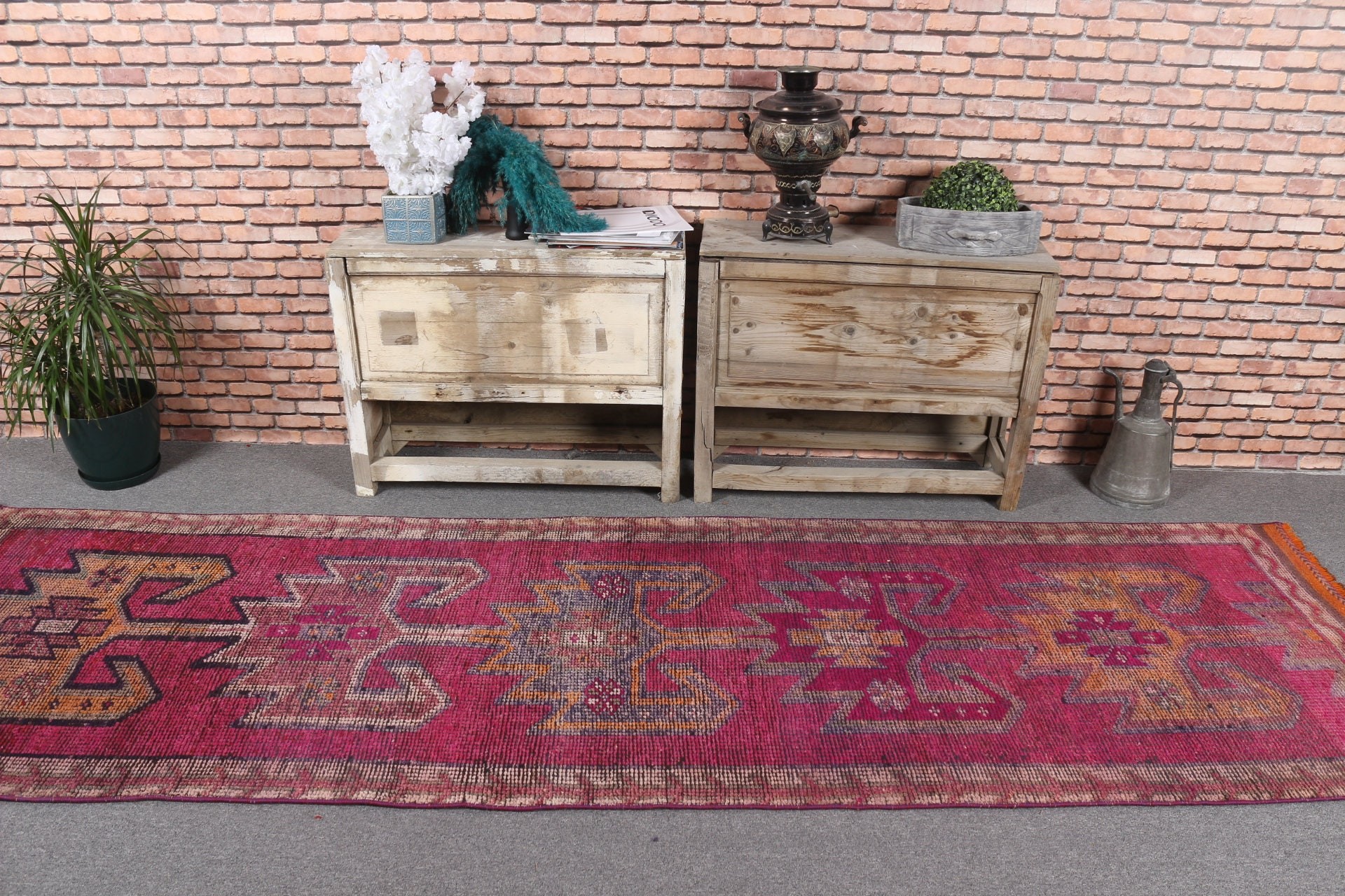 Antique Rug, Purple Wool Rug, Handmade Rug, Turkish Rug, Home Decor Rugs, Rugs for Hallway, Stair Rug, 3x10.5 ft Runner Rug, Vintage Rug