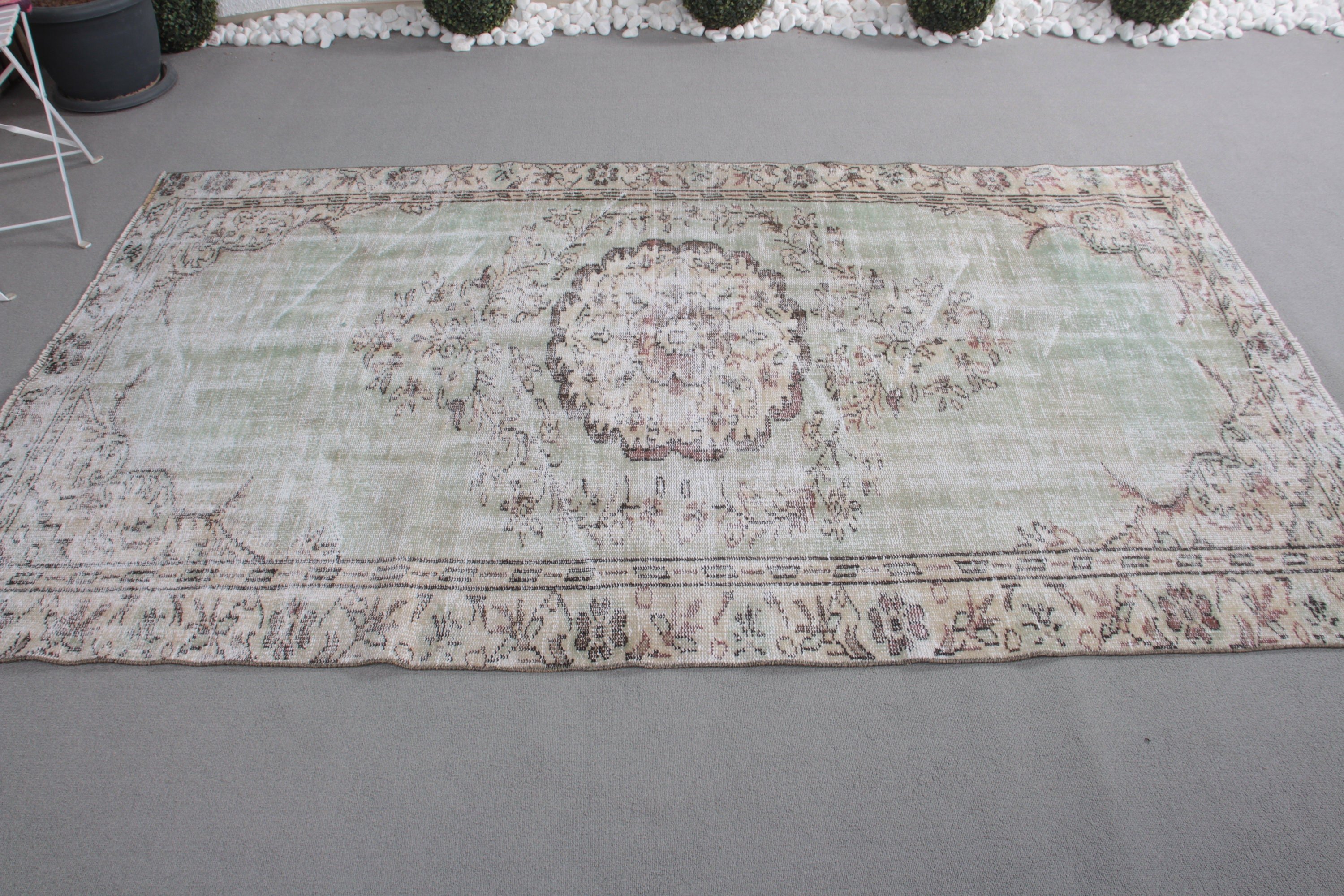 Mutfak Halısı, Türk Halısı, Vintage Halı, Boho Halıları, Yemek Odası Halısı, Yeşil 4.7x8 ft Alan Halısı, Oryantal Halılar, Yatak Odası Halıları