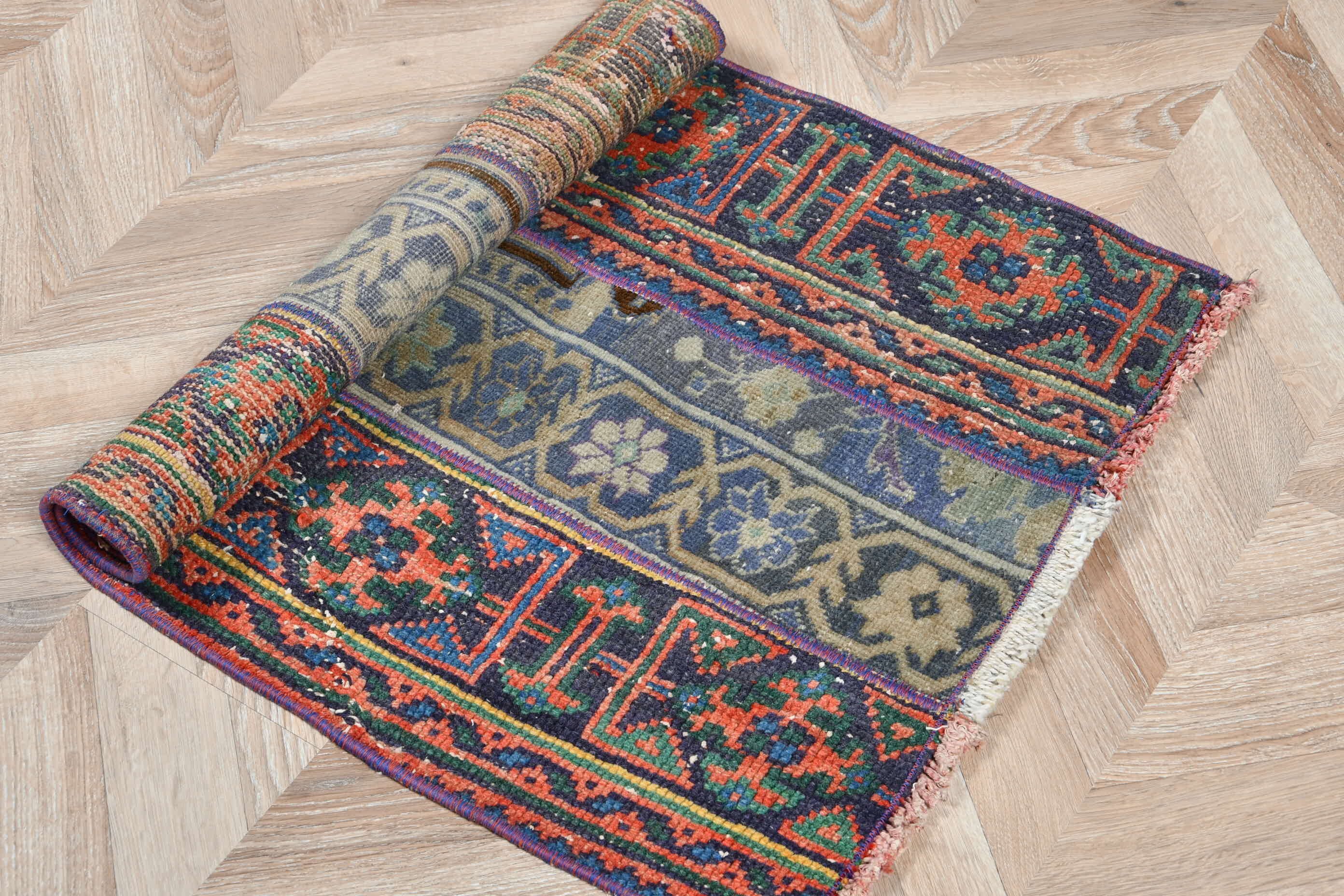Turkish Rug, Vintage Rug, Nursery Rug, Antique Rugs, 2x3.4 ft Small Rugs, Kitchen Rugs, Blue Home Decor Rugs, Car Mat Rug, Nomadic Rug