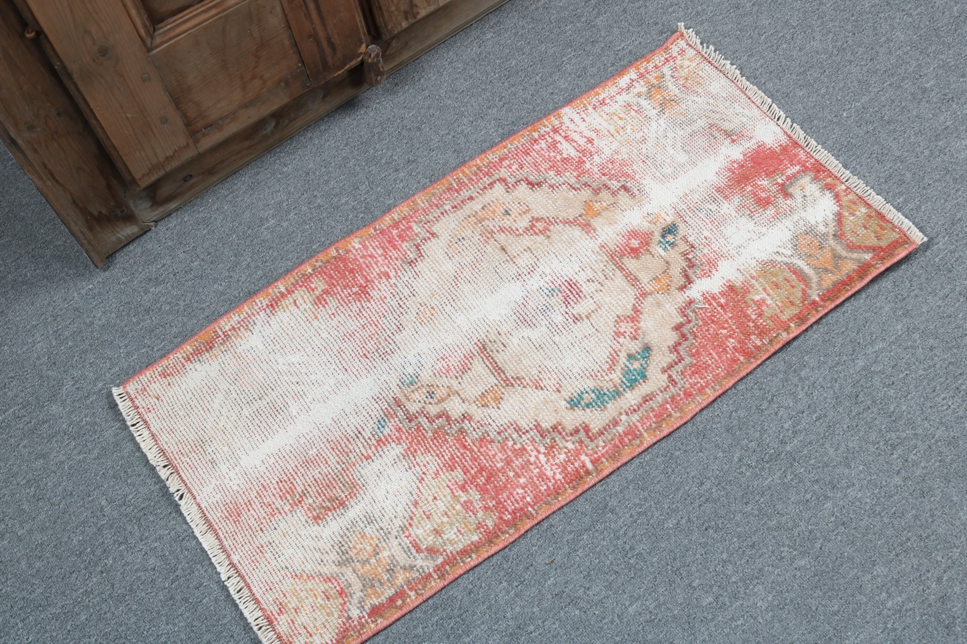 Vintage Halılar, Paspas Halıları, 1.4x2.8 ft Küçük Halılar, Yer Halıları, Türk Halıları, Bej Lüks Halı, Boho Halıları, Mutfak Halısı, Yatak Odası Halıları