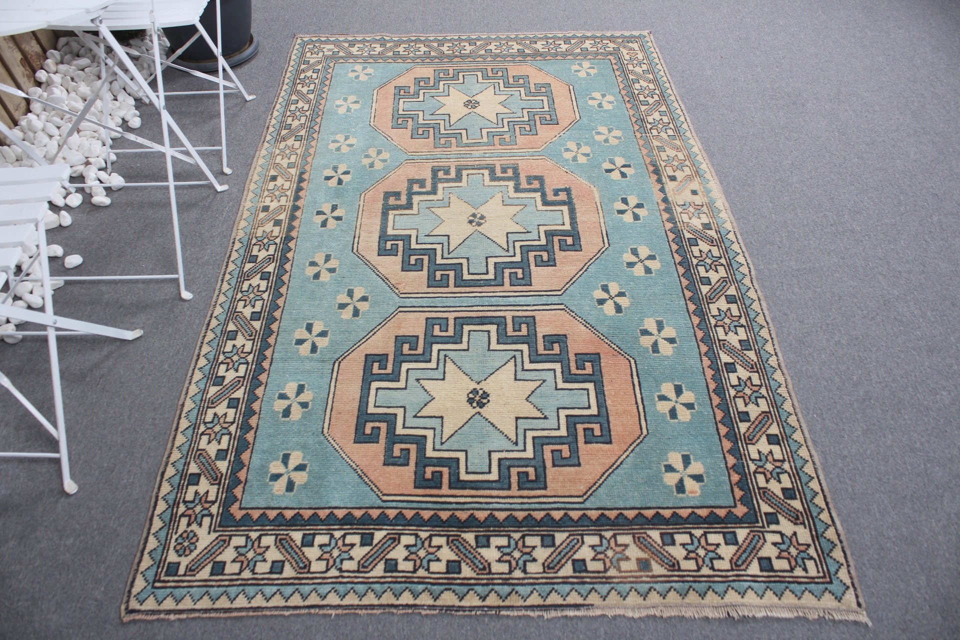 Etnik Halı, Mutfak Halısı, Vintage Halılar, Alan Kilimleri, Türk Halısı, 4.3x7 ft Alan Halısı, Vintage Dekor Halıları, Anadolu Halıları, Mavi Yatak Odası Halıları