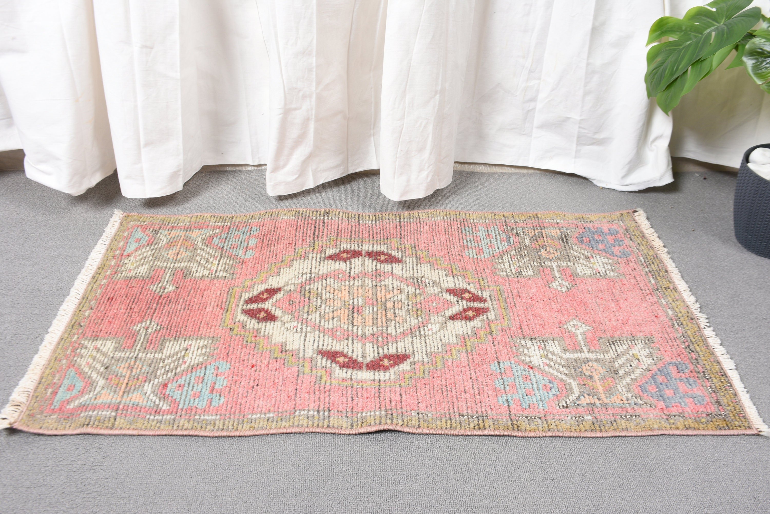 Bath Rugs, Nursery Rug, 1.6x3.1 ft Small Rug, Turkish Rug, Rugs for Door Mat, Anatolian Rugs, Pink Cool Rugs, Wool Rugs, Vintage Rugs