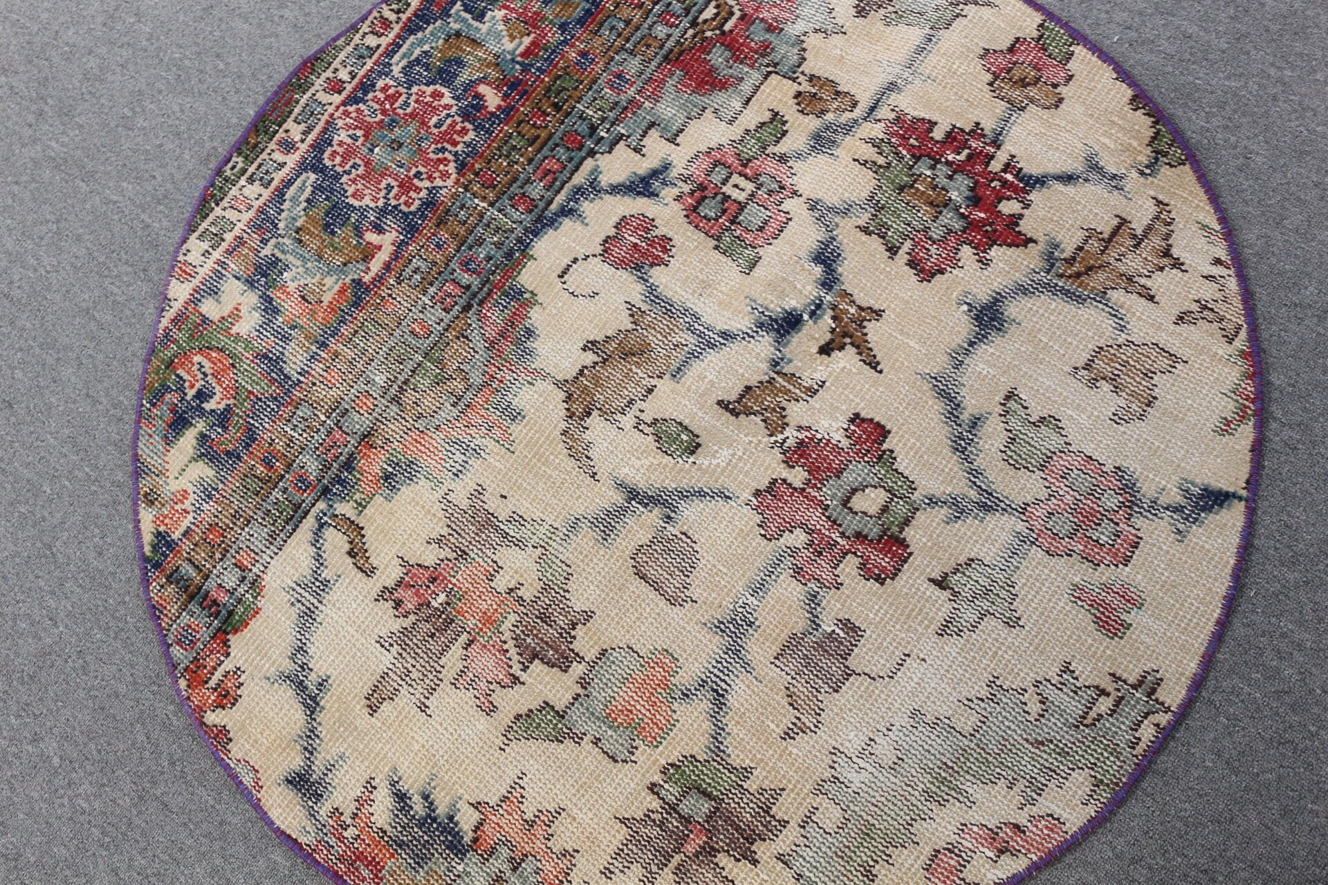 Türk Halısı, Çocuk Odası Halıları, Bej Yatak Odası Halısı, Vintage Halılar, Yün Halı, 3.4x3.4 ft Küçük Halı, Araba Paspas Halısı, Anadolu Halısı, Çocuk Odası Halıları