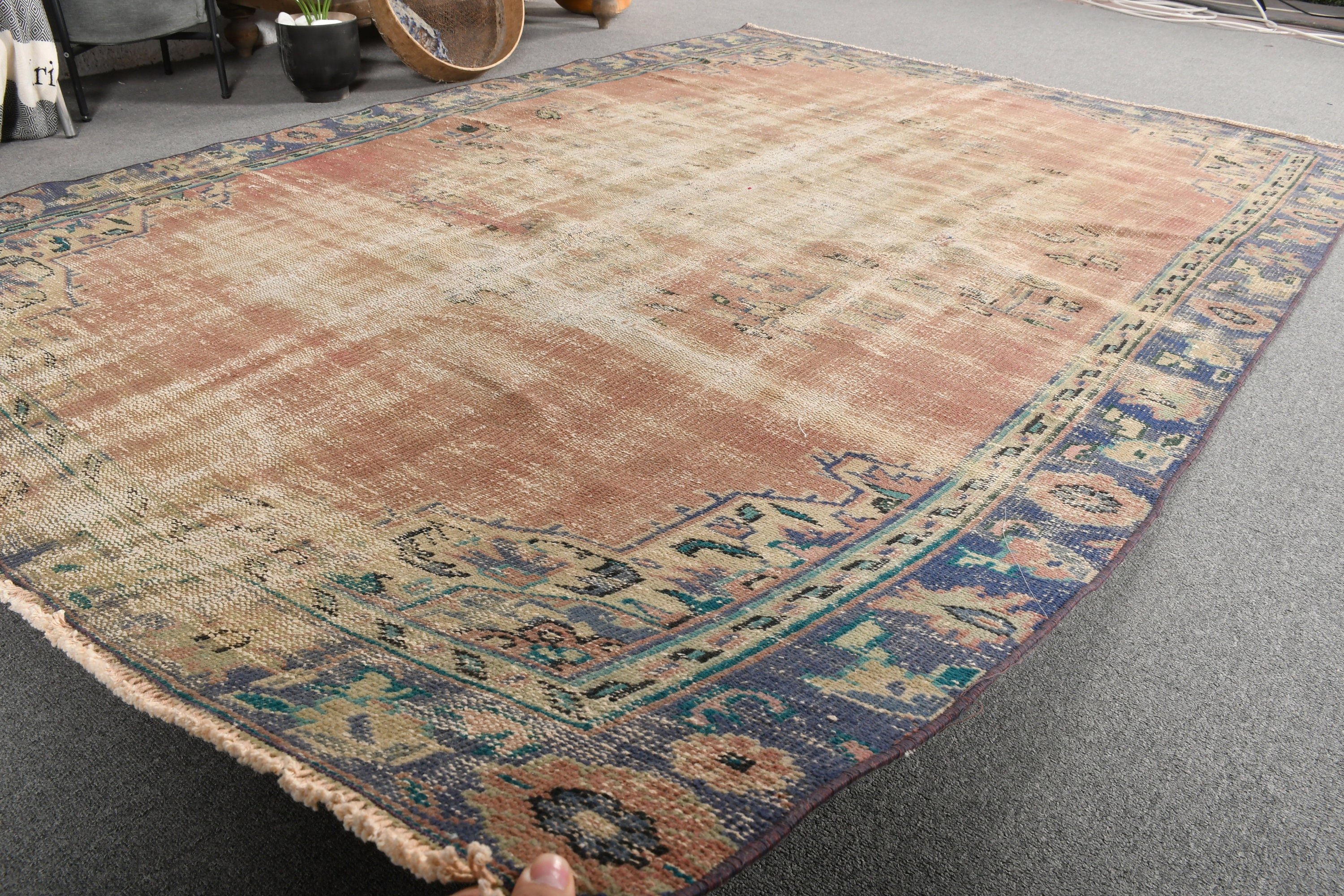 Rugs for Salon, Bedroom Rug, Oushak Rug, Kitchen Rugs, Dining Room Rug, Brown Cool Rugs, Vintage Rug, Turkish Rug, 5.6x8.5 ft Large Rug