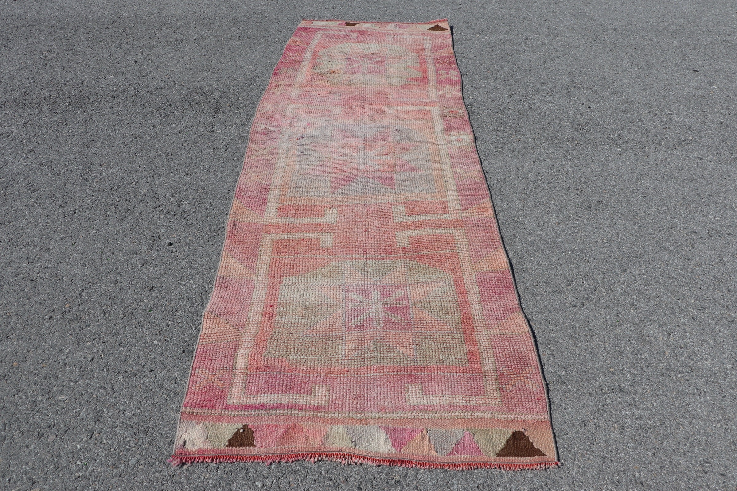 Pink Oriental Rug, Corridor Rug, Bedroom Rugs, Turkish Rug, Vintage Rug, Kitchen Rugs, 3.1x9.8 ft Runner Rug, Bright Rug