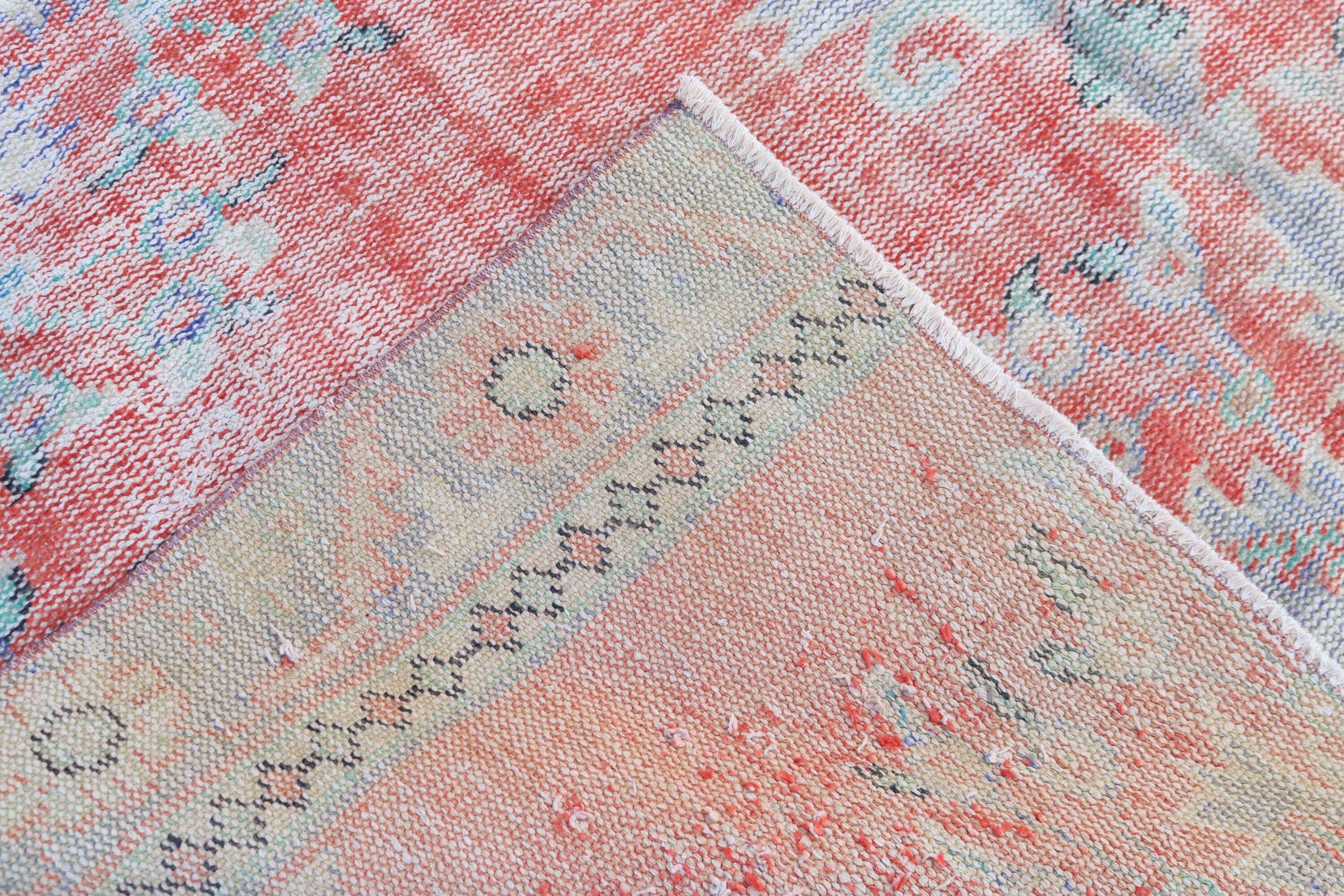 Vintage Area Rugs, Oushak Area Rugs, 6.2x4.9 ft Area Rugs, Red Neutral Rug, Wool Rug, Luxury Rug, Turkish Rug, Vintage Rug