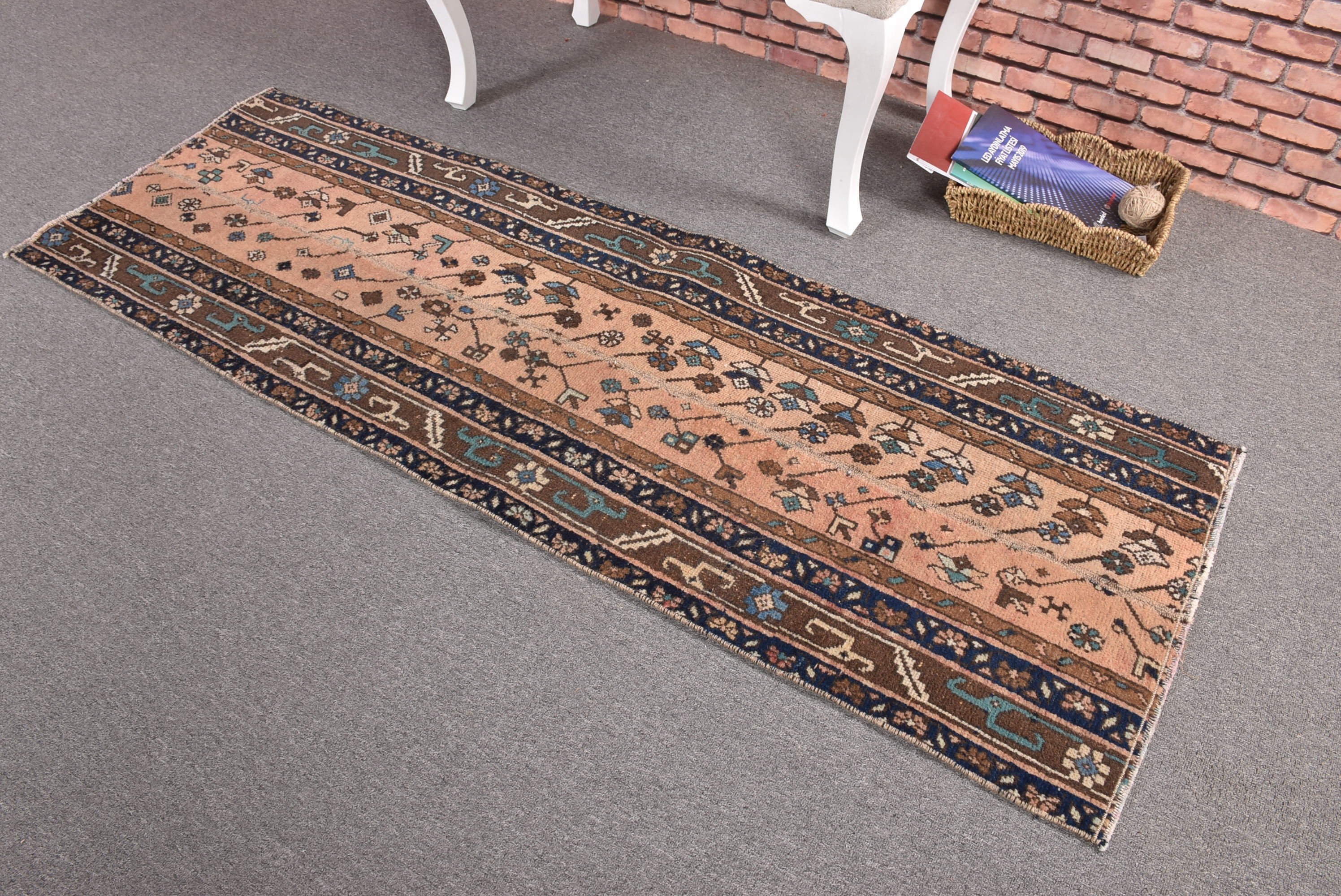 Beni Ourain Koşucu Halısı, Yün Halısı, Egzotik Halılar, Koridor Halısı, Mavi Mutfak Halıları, Türk Halıları, Havalı Halılar, Vintage Halı, 2.1x6.1 ft Runner Halısı