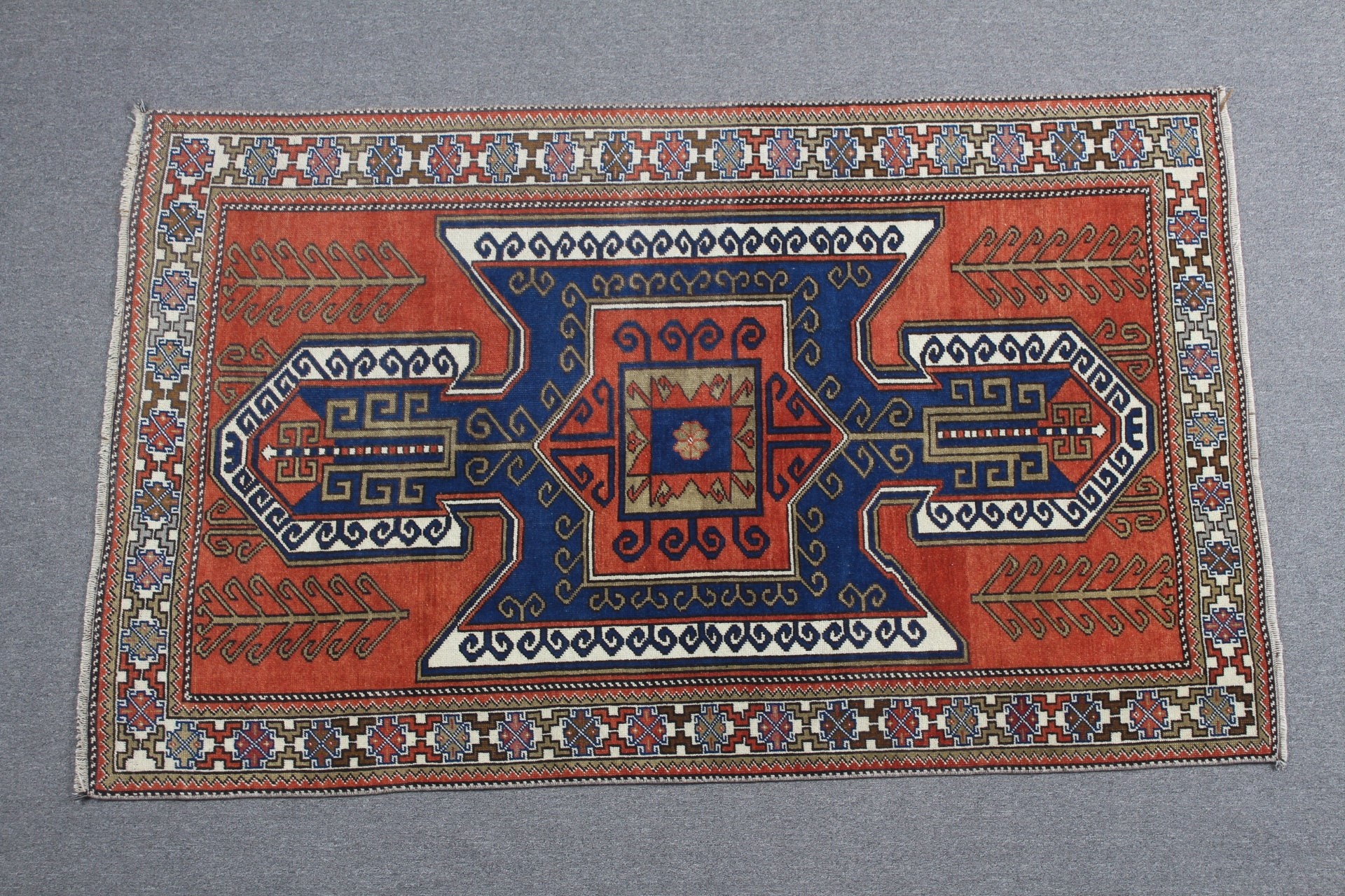 Vintage Halı, Türk Halısı, Yün Halı, Yatak Odası Halıları, Turuncu Yün Halı, Çocuk Odası Halıları, Giriş Halıları, 3.6x5.9 ft Accent Halı, Mutfak Halıları