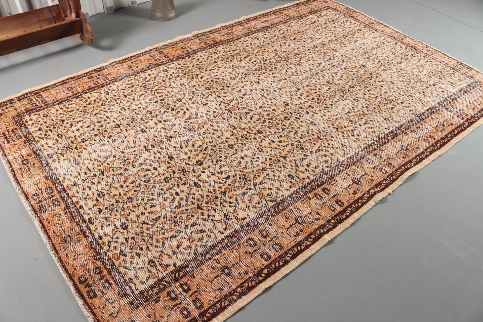 Moroccan Rugs, Anatolian Rugs, Beige Anatolian Rugs, Turkish Rugs, Retro Rug, Vintage Rugs, 5.7x9 ft Large Rugs, Salon Rug, Dining Room Rug