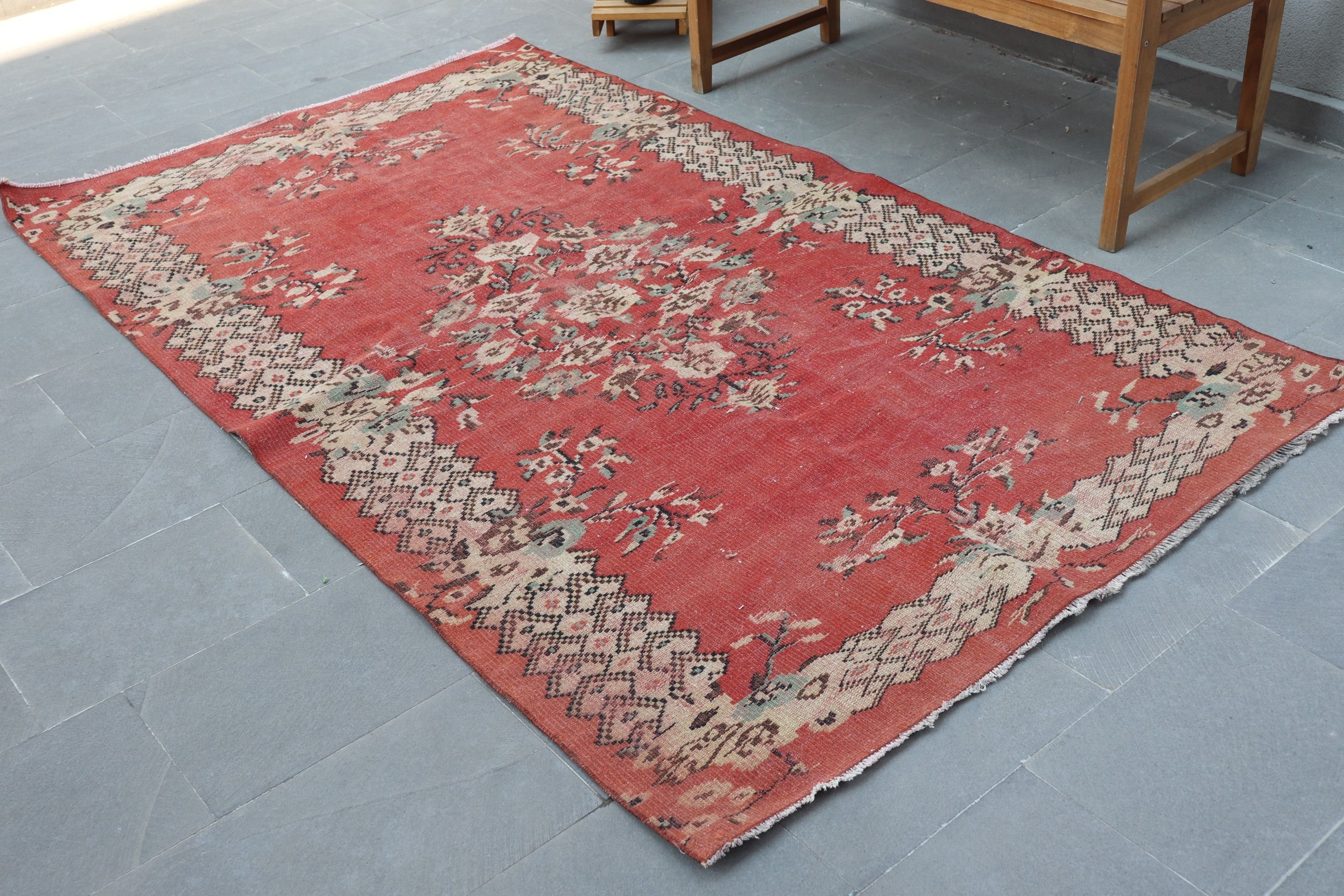 Antique Rugs, Floor Rugs, Rugs for Area, 4.7x7.9 ft Area Rugs, Red Anatolian Rugs, Turkish Rug, Vintage Rugs, Dining Room Rugs, Retro Rug