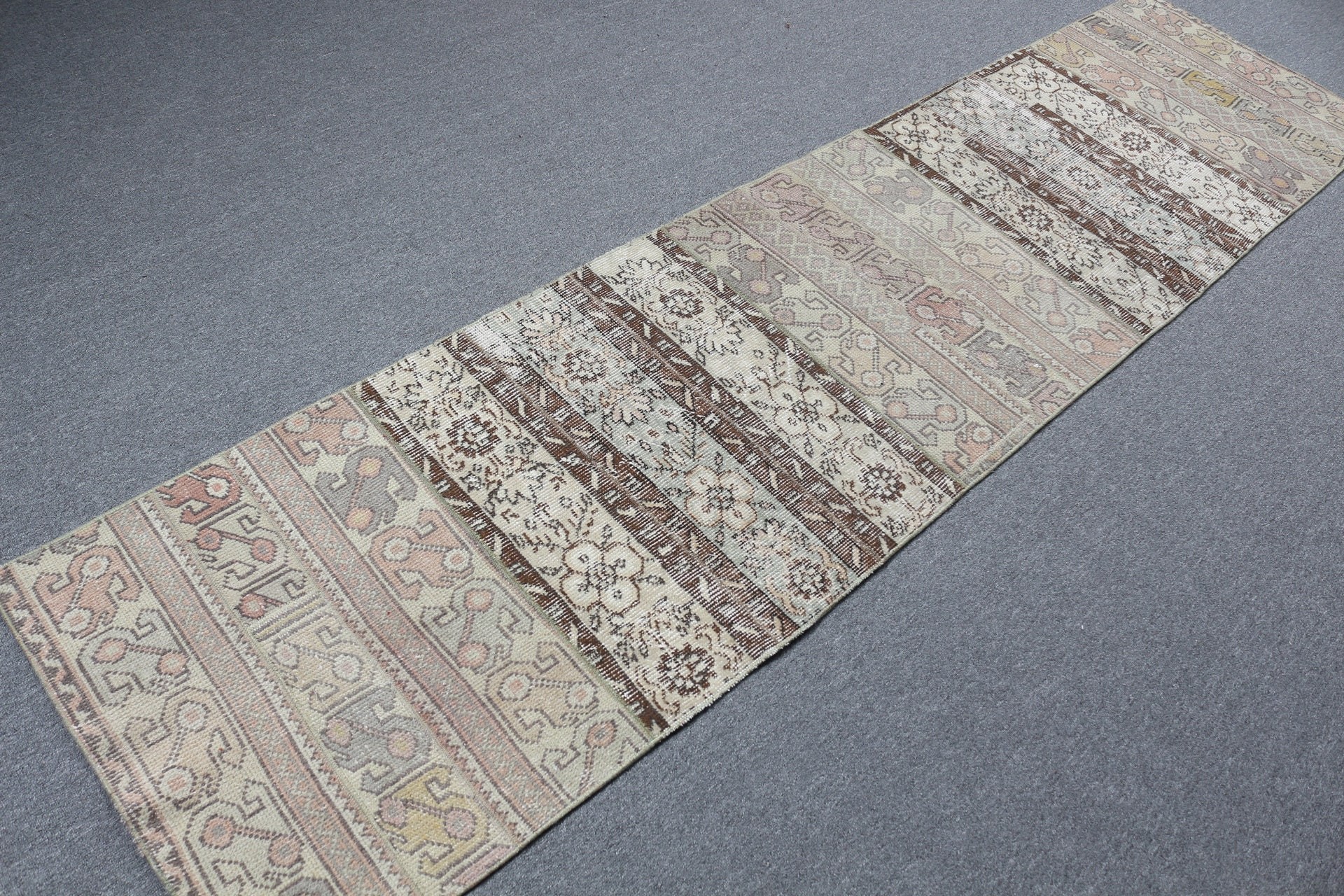 Floor Rug, Corridor Rug, Oushak Rugs, Turkish Rug, Kitchen Rugs, Organic Rugs, Beige  2.3x9.3 ft Runner Rugs, Vintage Rug