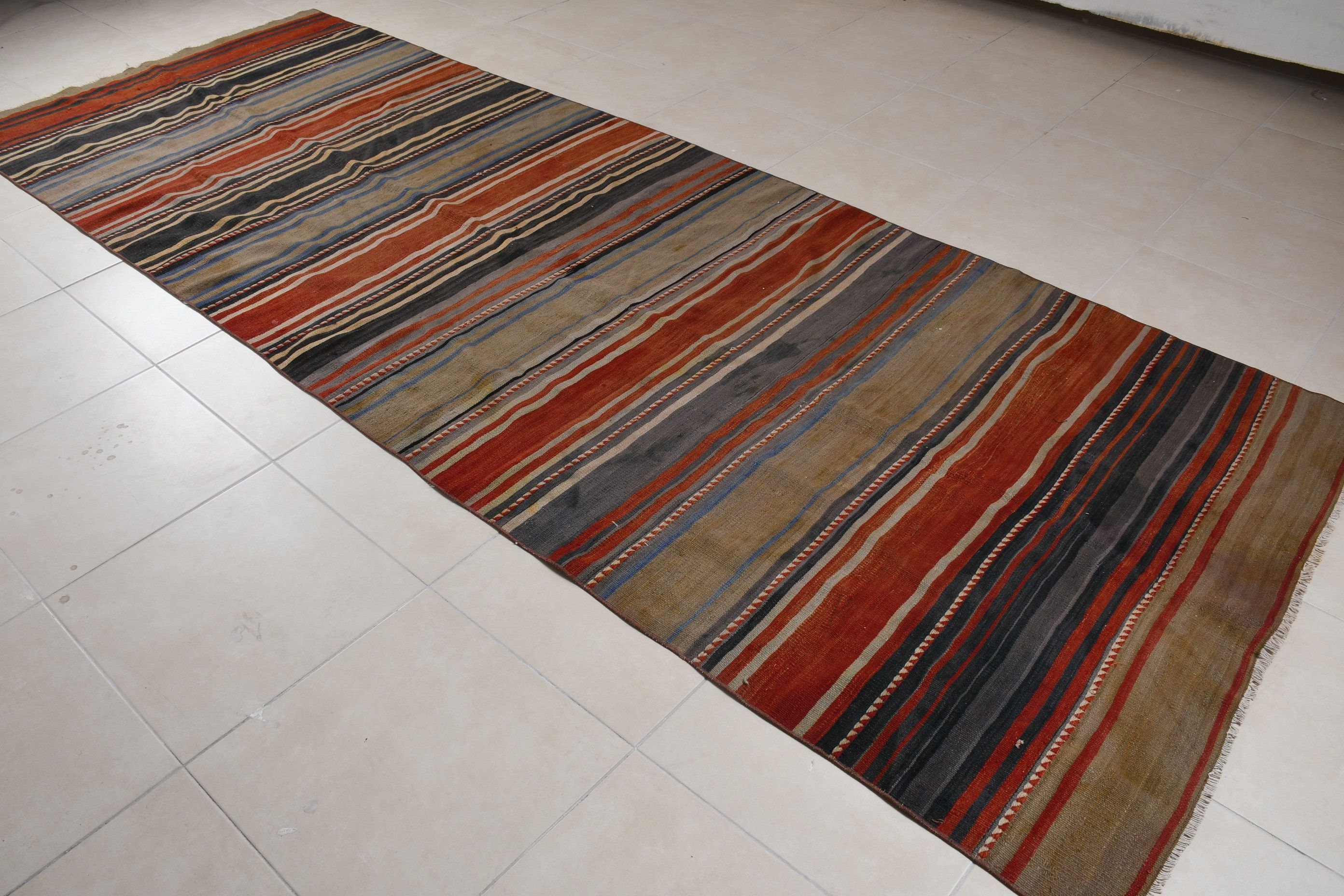 Fas Halısı, 4.8x12.8 ft Runner Halıları, Turuncu Soğuk Halı, Türk Halısı, Vintage Halılar, Kilim, Koridor Halıları, Oryantal Halı, Merdiven Halısı