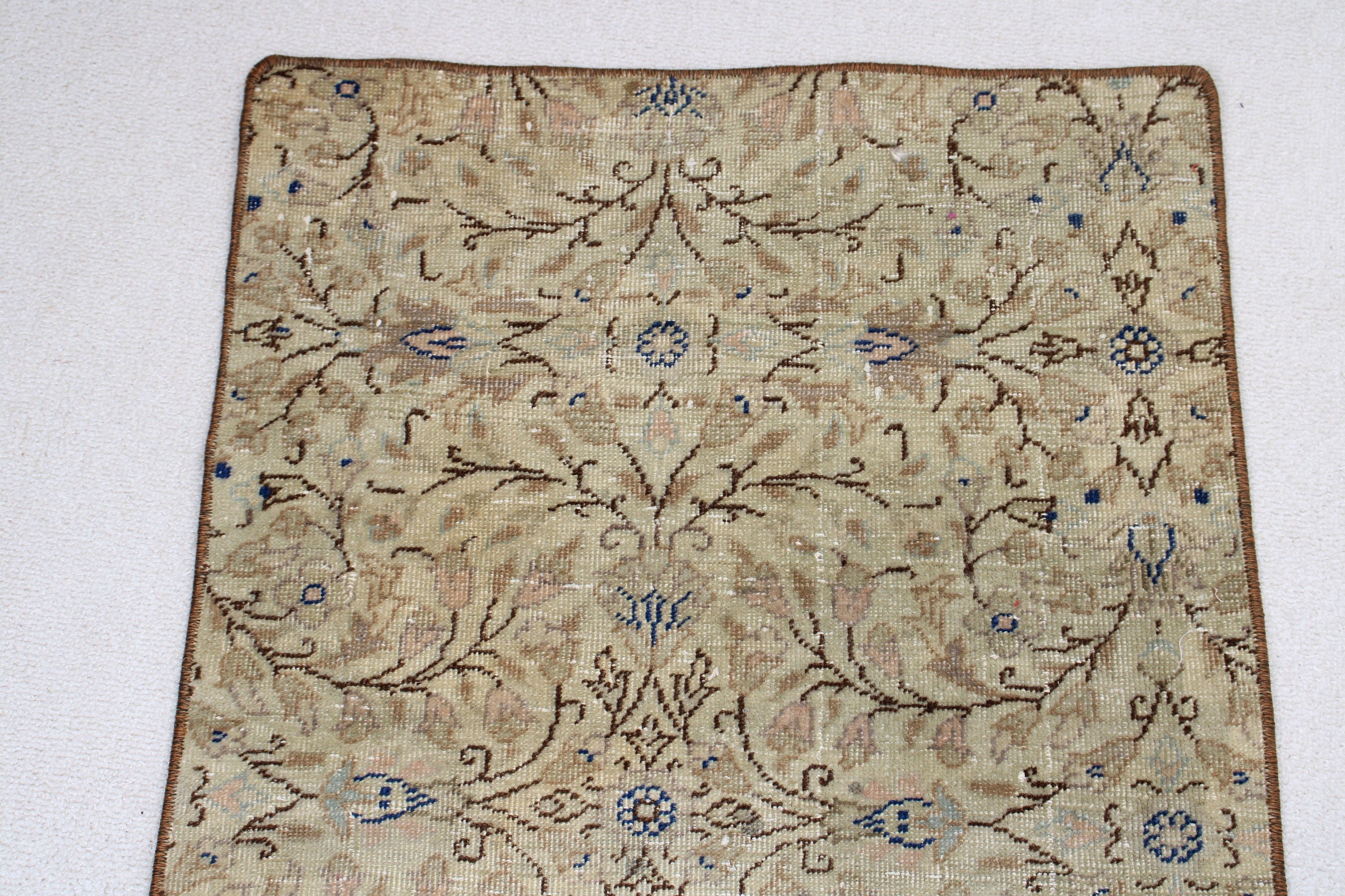 1.7x3.4 ft Küçük Halı, Vintage Halılar, Küçük Alan Halıları, Fas Halıları, Yeşil El Dokuma Halı, Açıklama Halıları, Araba Paspas Halıları, Türk Halısı