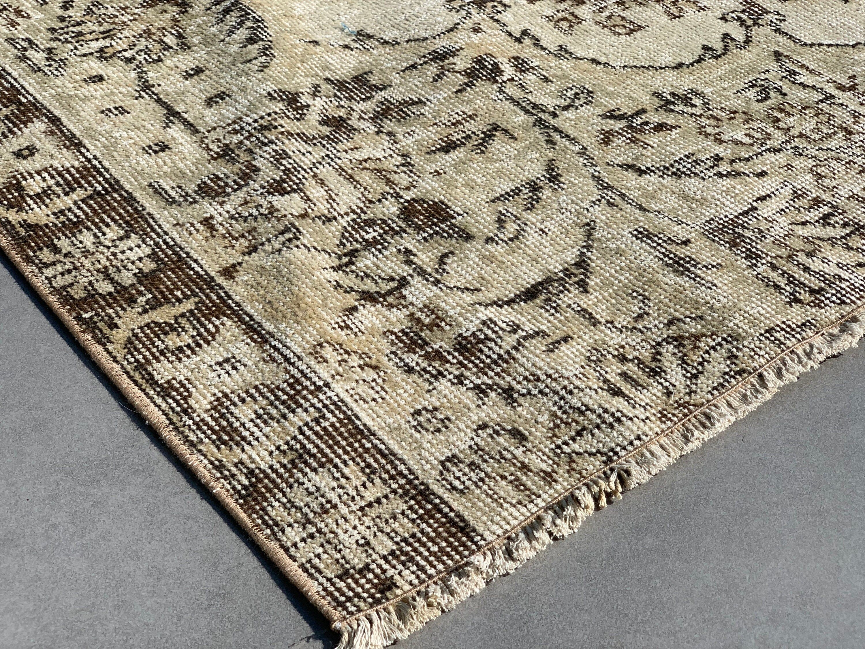 Turkish Rug, Bedroom Rug, Rugs for Dining Room, Vintage Rugs, Oriental Rug, Beige Kitchen Rug, Living Room Rug, 7.1x9.7 ft Large Rug