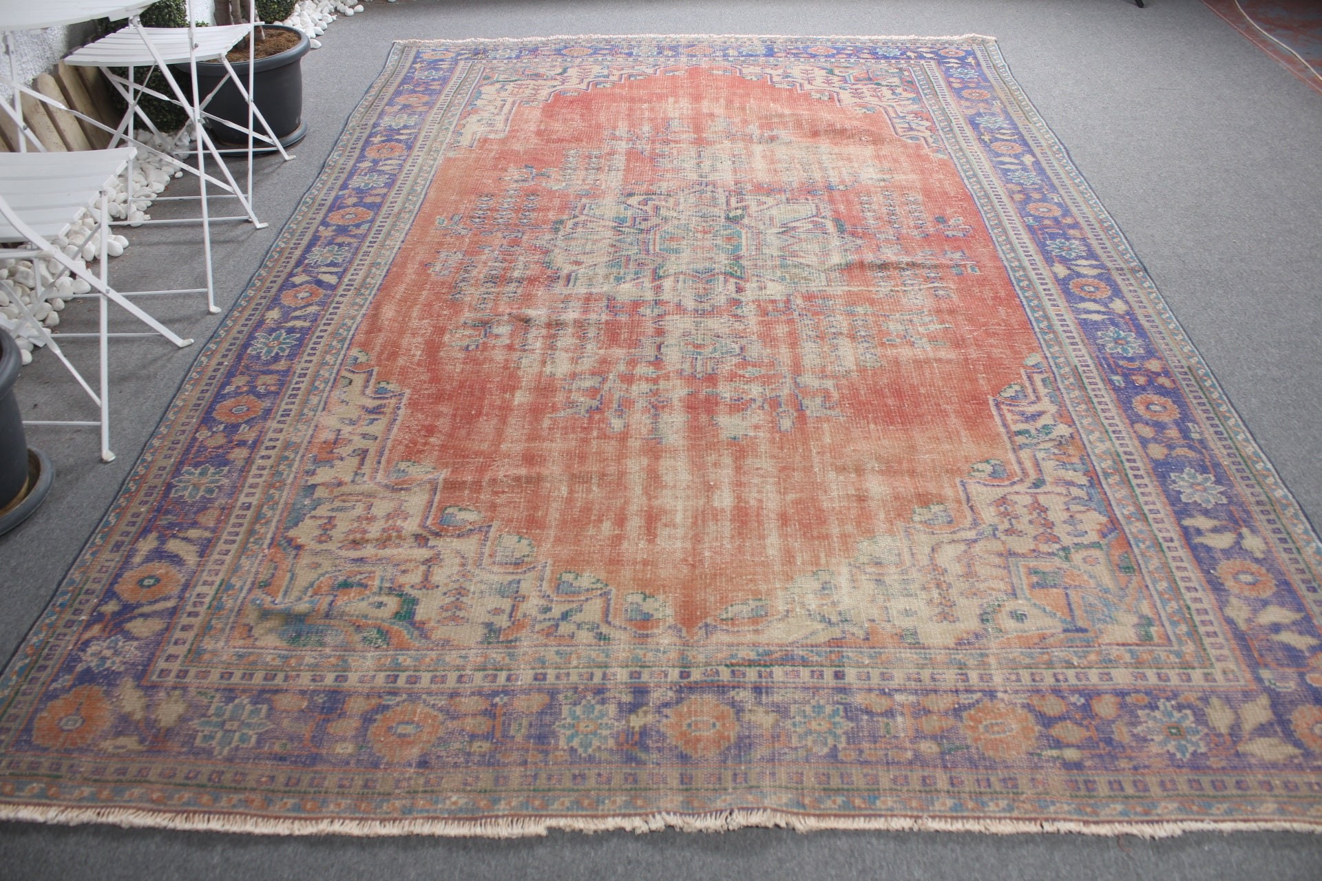 Kırmızı Anadolu Halıları, Havalı Halılar, Oryantal Halı, Vintage Halı, Salon Halısı, Oturma Odası Halısı, 7.3x10.9 ft Büyük Boy Halı, Türk Halısı, Otantik Halı