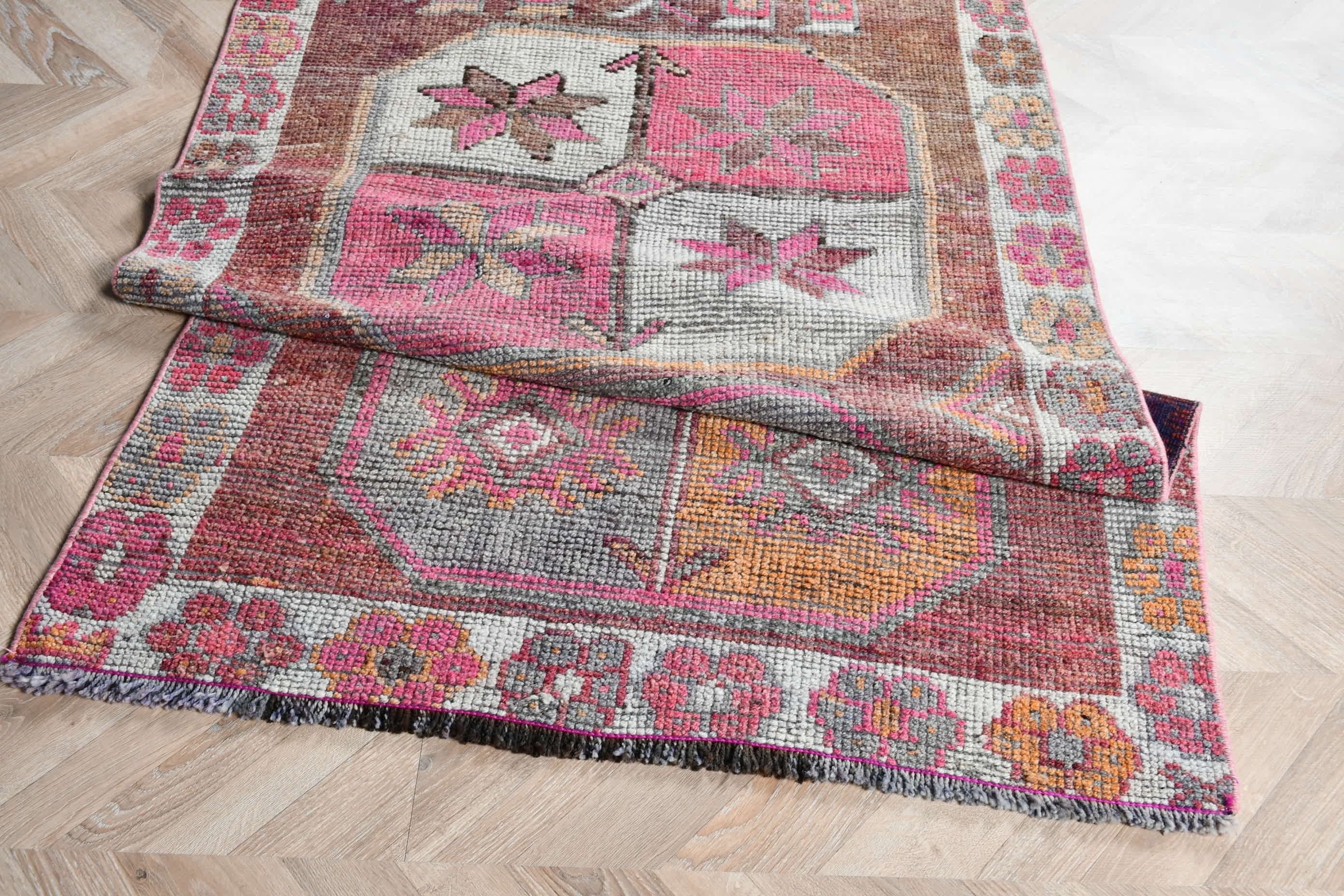 Rugs for Corridor, Bedroom Rug, Pink Floor Rug, Oriental Rugs, Turkish Rug, Vintage Rug, 3.3x10.7 ft Runner Rug, Bright Rug, Kitchen Rug