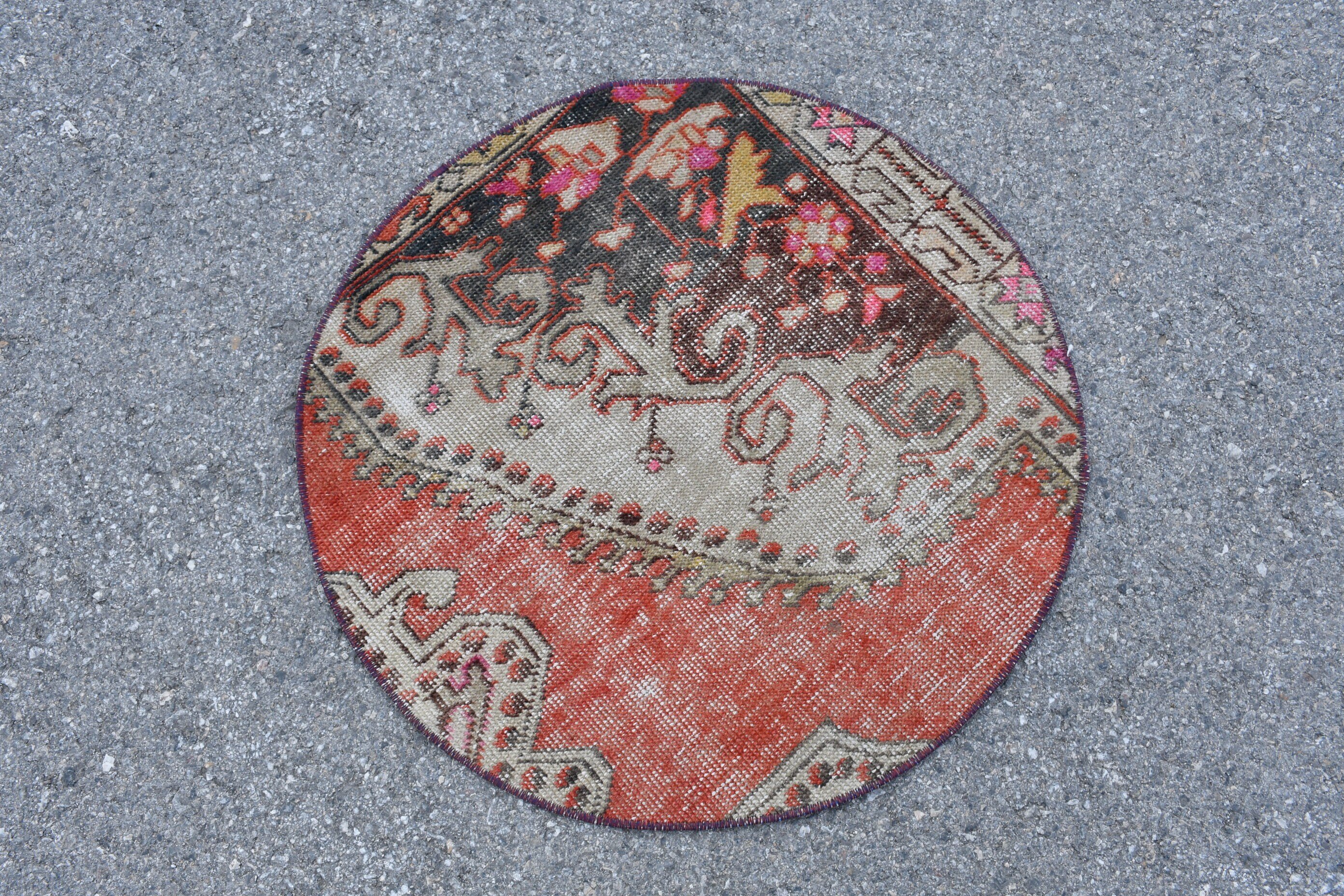 Kitchen Rug, Turkish Rugs, Nursery Rug, 2.3x2.3 ft Small Rug, Vintage Rugs, Red Anatolian Rug, Moroccan Rug, Decorative Rug, Antique Rugs