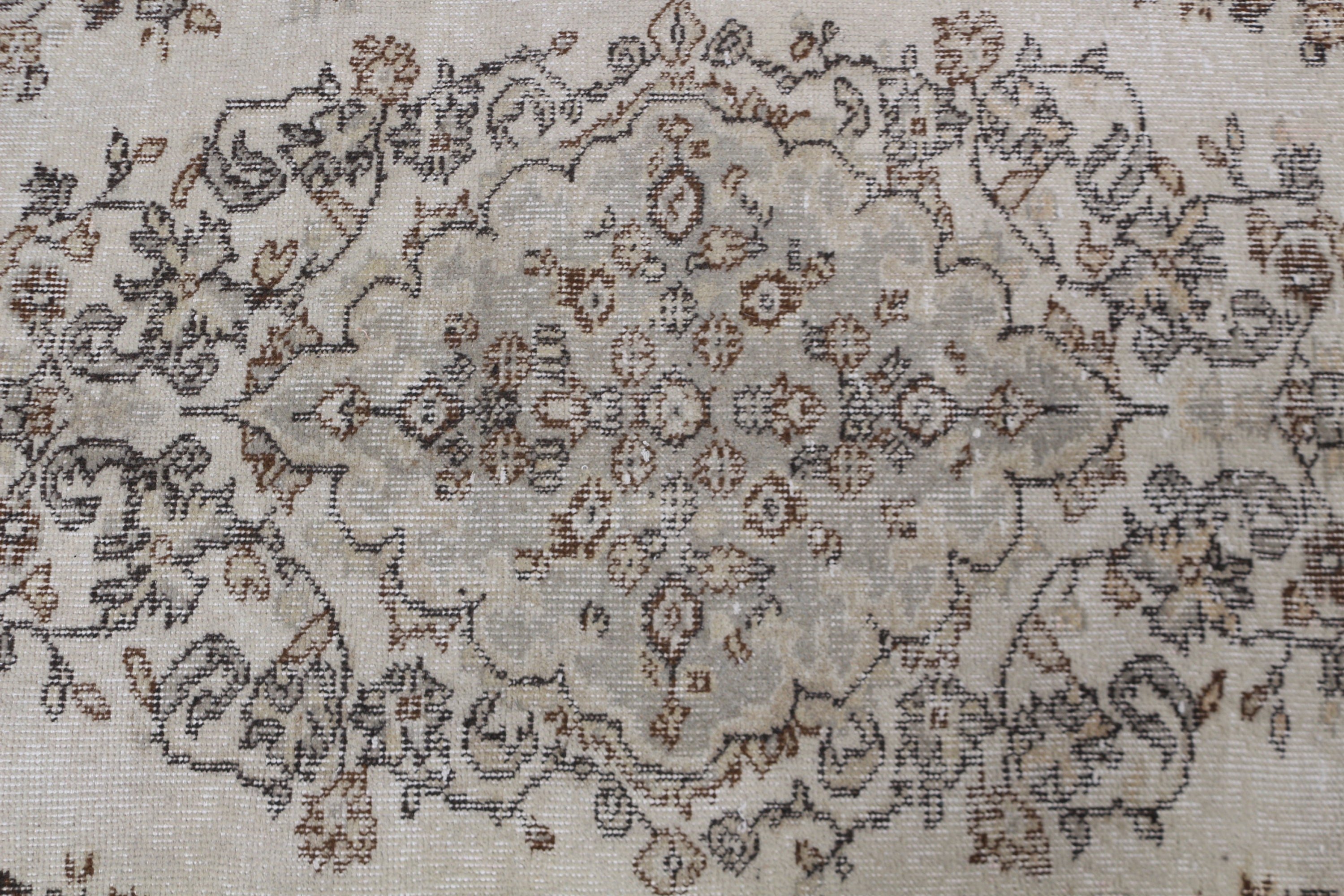 Bej El Dokuma Halı, Türk Halısı, Ofis Halısı, 3.6x6.2 ft Accent Halı, Vintage Halılar, Yün Halı, Boho Halılar, Yatak Odası Halıları, Giriş Halısı