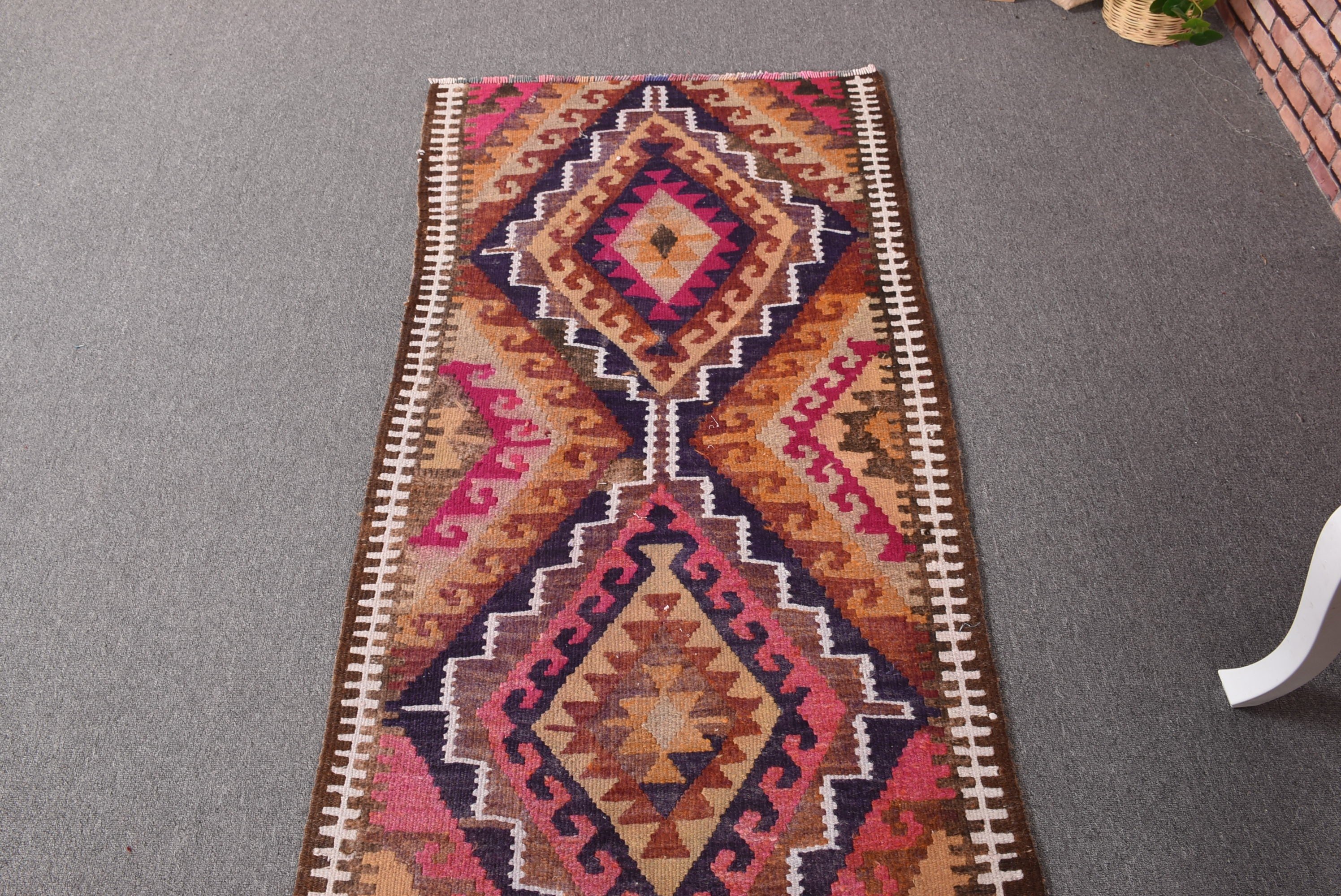 Türk Halısı, Vintage Halılar, Yatak Odası Halısı, Harika Halılar, Kahverengi 2.7x10.5 ft Runner Halıları, Koridor Halısı, Vintage Runner Halıları