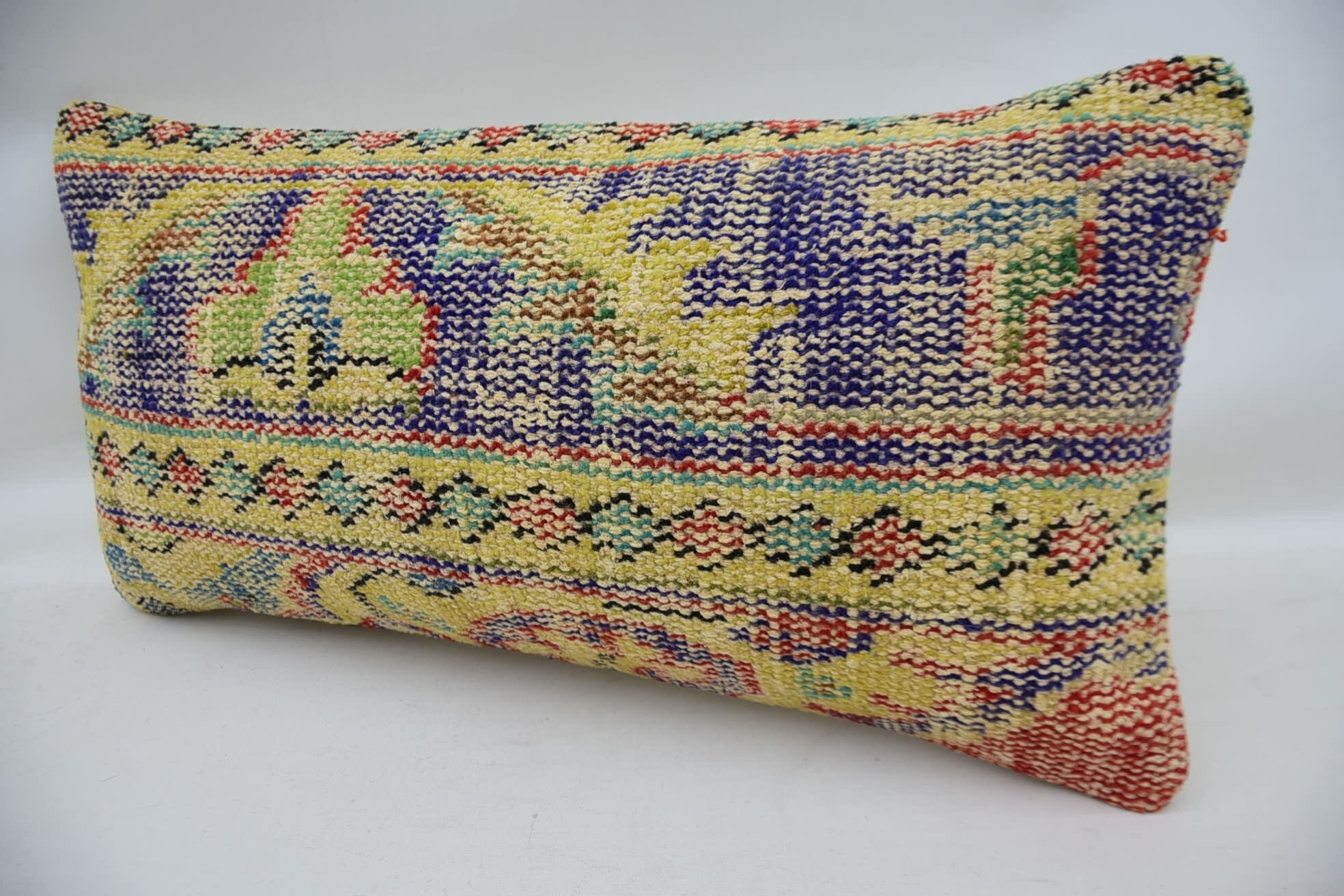 12"x24" Beige Pillow Sham, Gift Pillow, Meditation Pillow, Handmade Kilim Cushion, Vintage Cushion Case, Kilim Cushion Sham