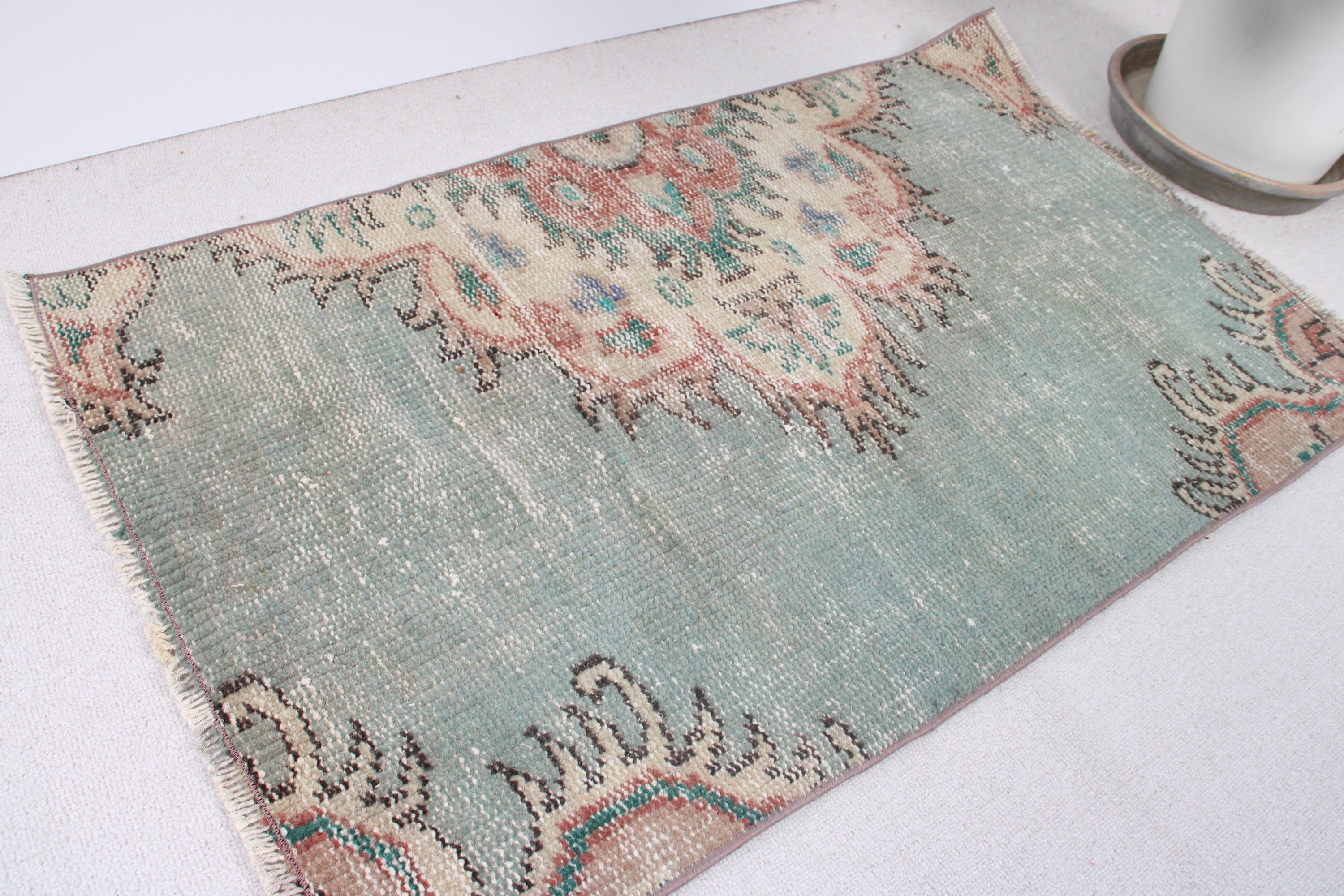 Turkish Rugs, Moroccan Rugs, Door Mat Rug, Anatolian Rug, Vintage Rugs, Small Vintage Rugs, 2.2x3.5 ft Small Rug, Green Flatweave Rug