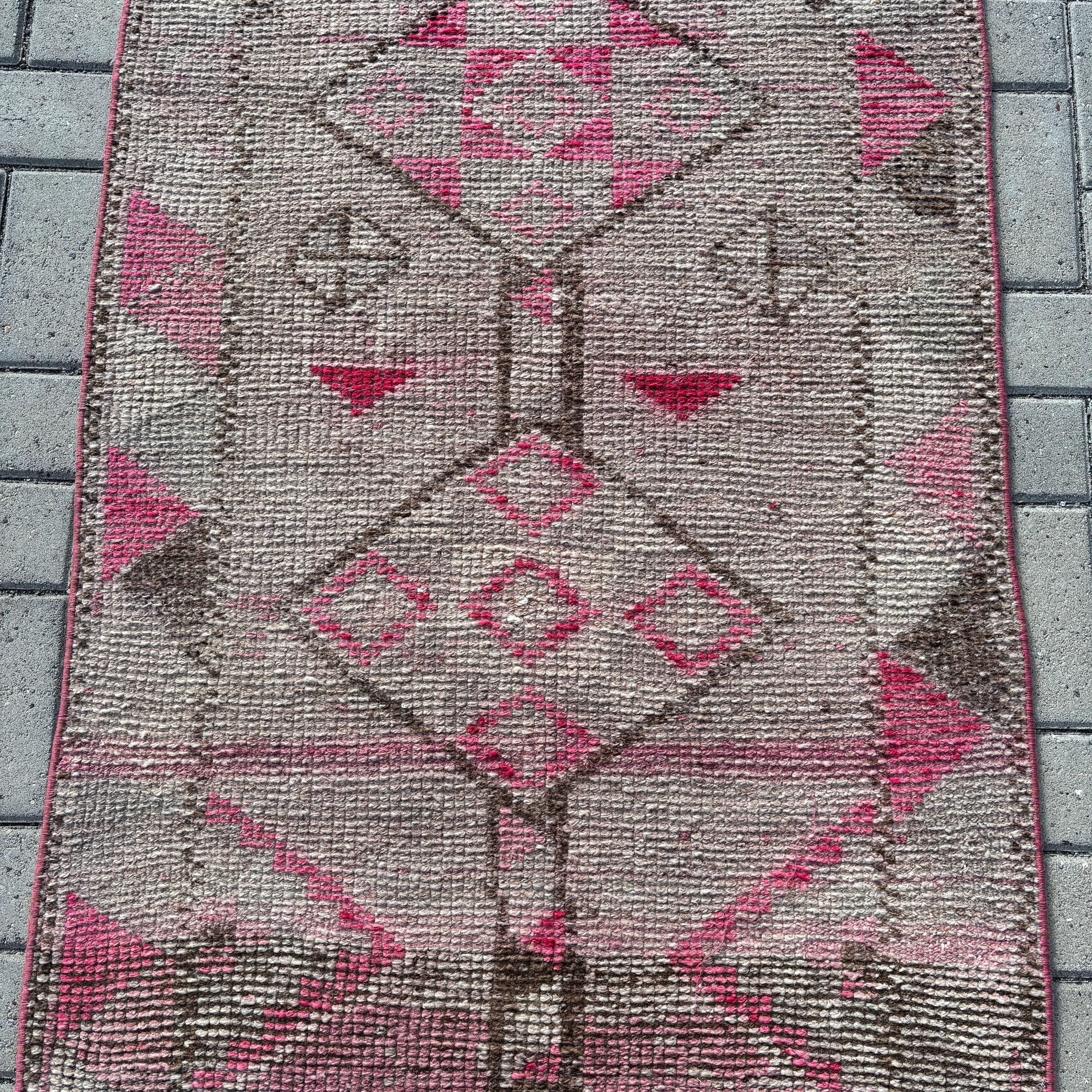 Vintage Halı, Gri Geometrik Halılar, Beni Ourain Yolluk Halıları, Mutfak Halıları, 2.8x12.3 ft Yolluk Halıları, Yer Halısı, Uzun Yolluk Halısı, Türk Halıları