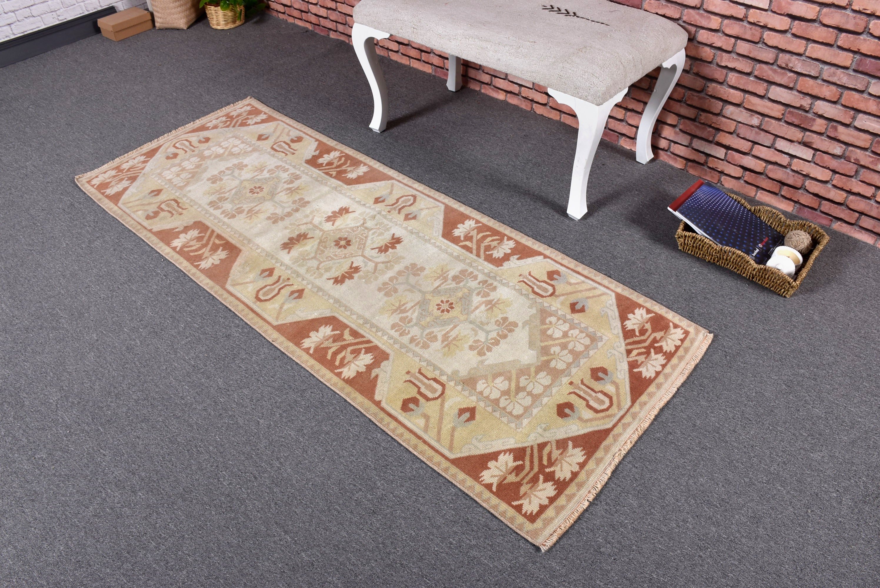 Vintage Halı, Boho Halı, Yün Halı, 2.4x6.2 ft Runner Halıları, Ev Dekorasyonu Halısı, Bej Fas Halısı, Türk Halısı, Koridor Halıları, Vintage Runner Halısı