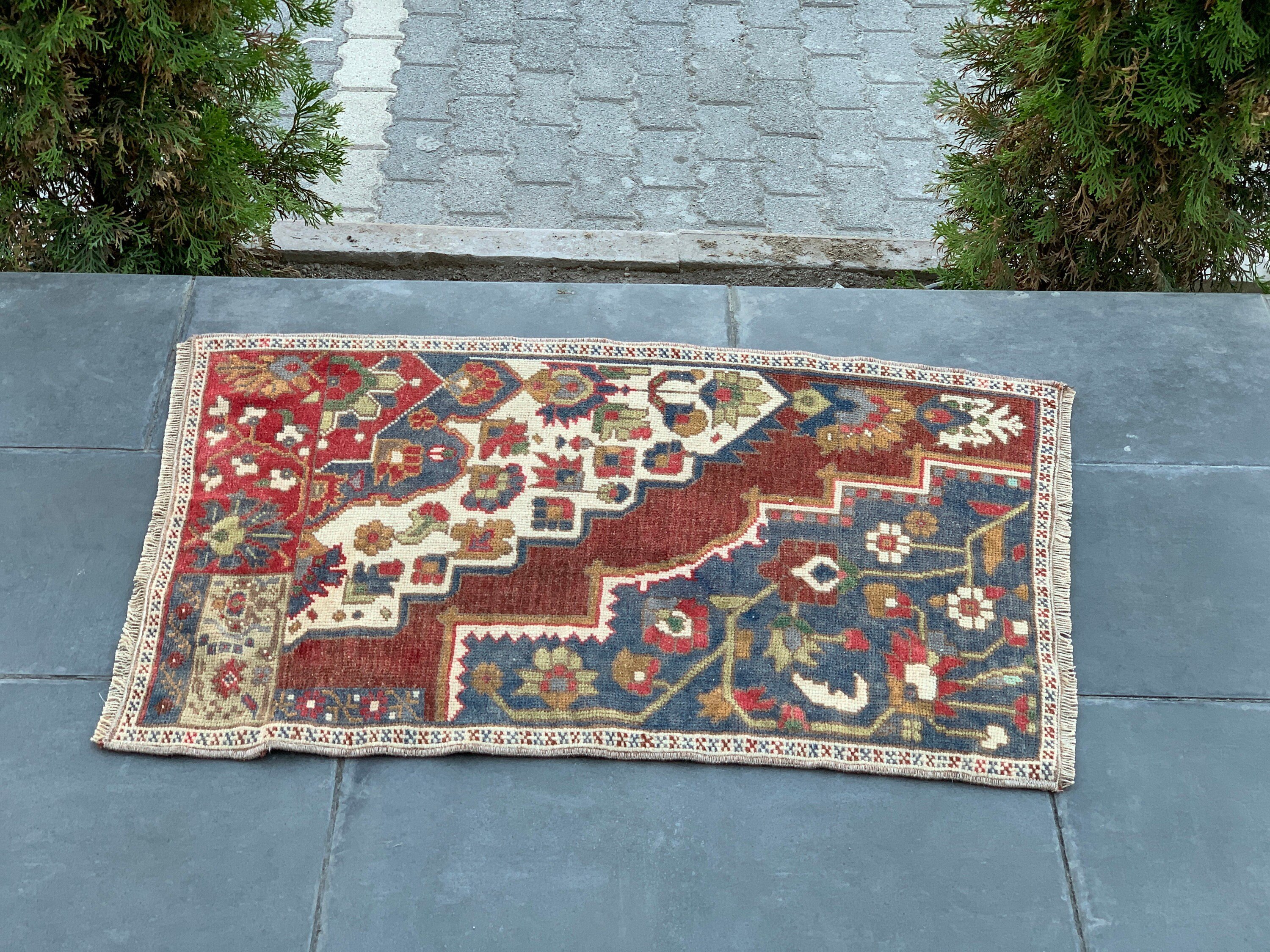 Yün Halı, Araba Paspası Halıları, Türk Halıları, Mavi Ev Dekorasyonu Halıları, Çocuk Halısı, 1.9x3 ft Küçük Halı, Yatak Odası Halısı, Vintage Halılar, Antika Halı