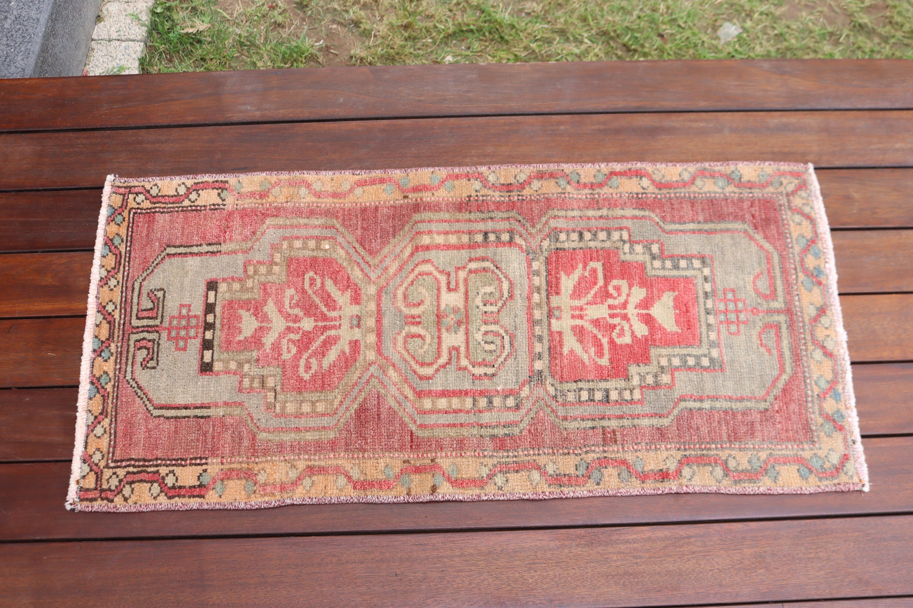 Vintage Halı, Kırmızı Boho Halı, Duvara Asılı Halı, Banyo Halıları, Paspas Halısı, Türk Halıları, 1.5x3 ft Küçük Halılar, El Dokuma Halılar, Boho Halılar