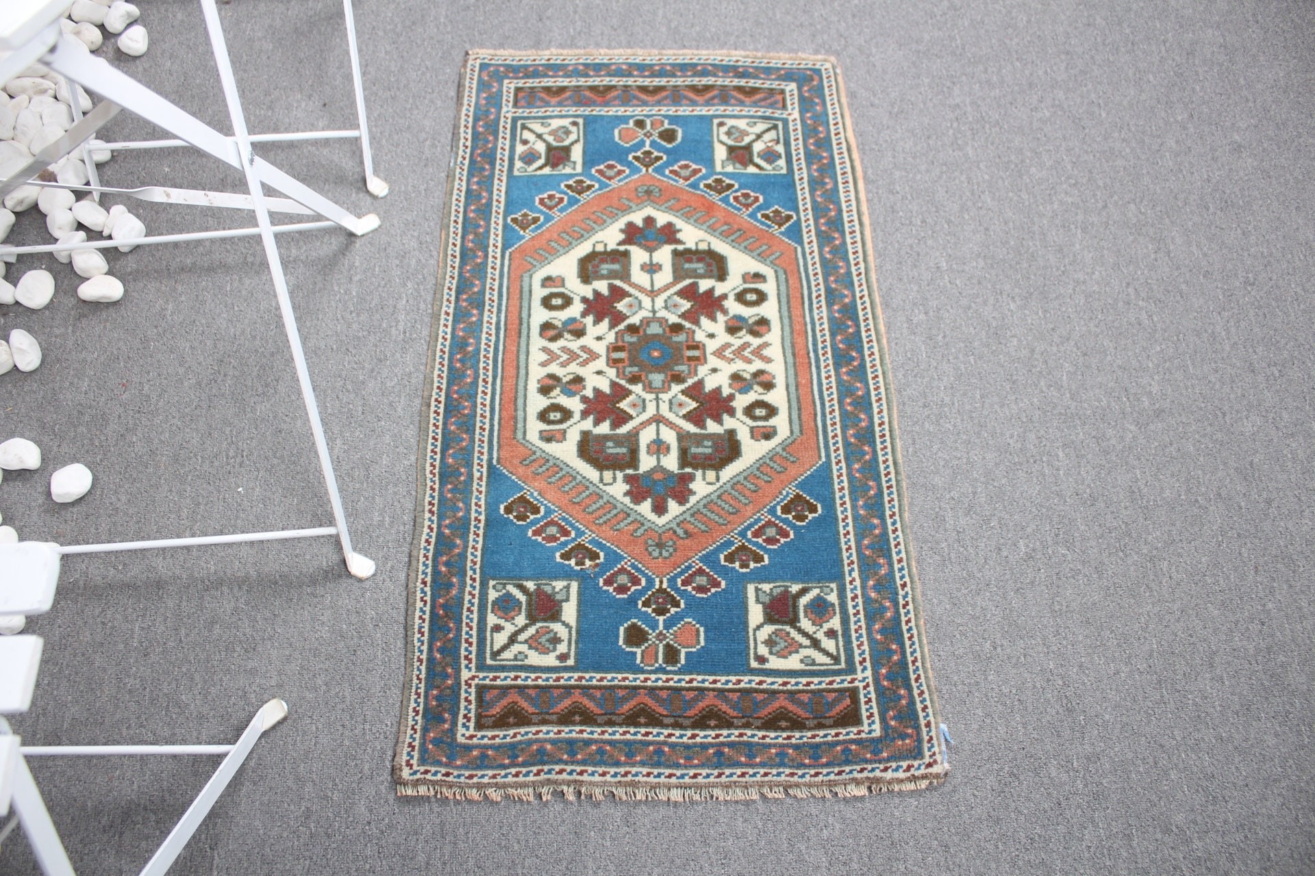 Vintage Rug, Car Mat Rugs, Kitchen Rug, 1.7x3.1 ft Small Rugs, Moroccan Rugs, Boho Rug, Blue Oriental Rug, Turkish Rugs, Antique Rug